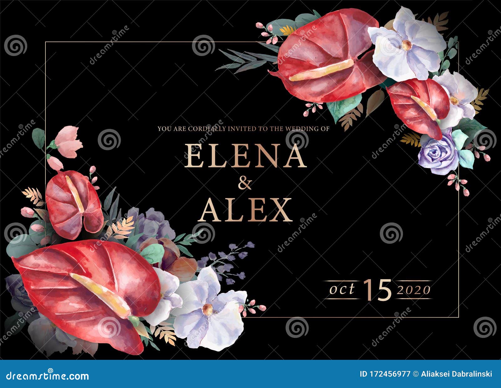 Invitaciones De Boda Flores Sobre Un Fondo Negro, Diseño Con Elementos Dorados Ilustración del Vector - Ilustración de negro, marco: 172456977 Invitaciones De Boda Flores Sobre Un Fondo Negro, Diseño Con Elementos Dorados Ilustración del Vector - Ilustración de negro, marco: 172456977