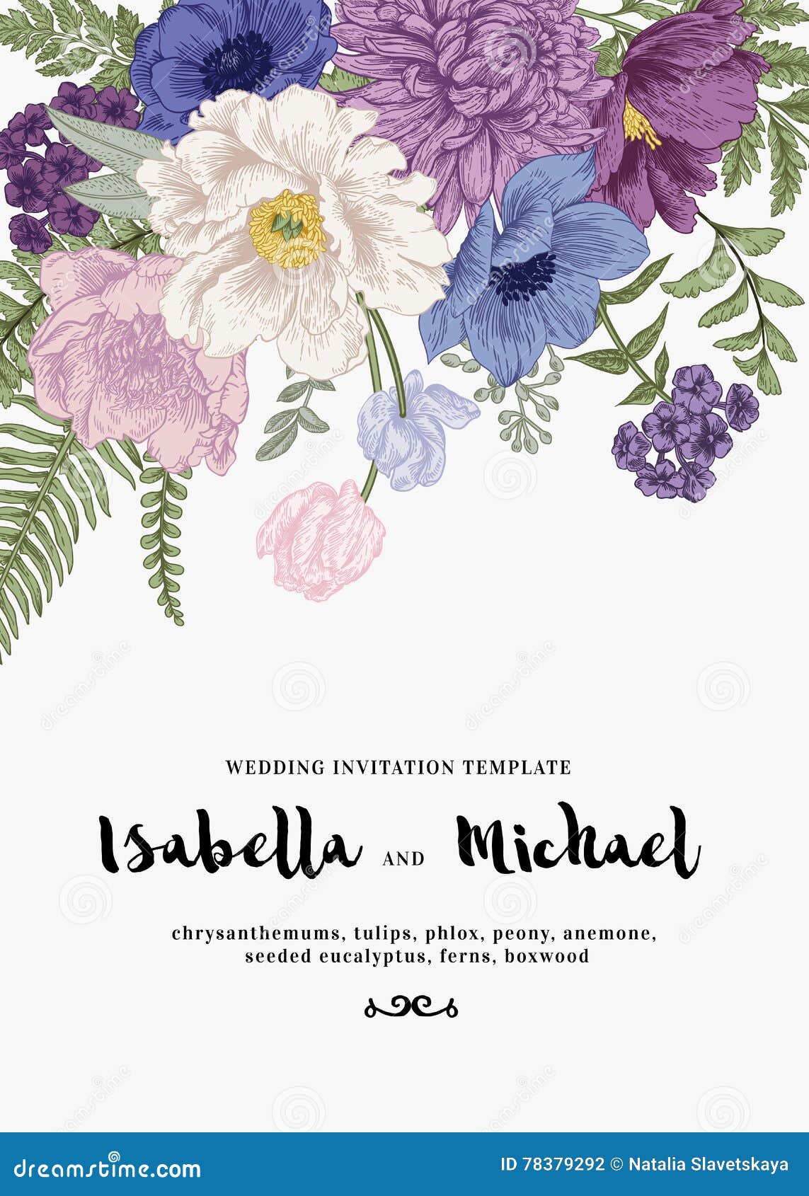 Invitaciones De La Boda Con Las Flores Del Verano Ilustración del Vector -  Ilustración de crisantemos, grabado: 78379292