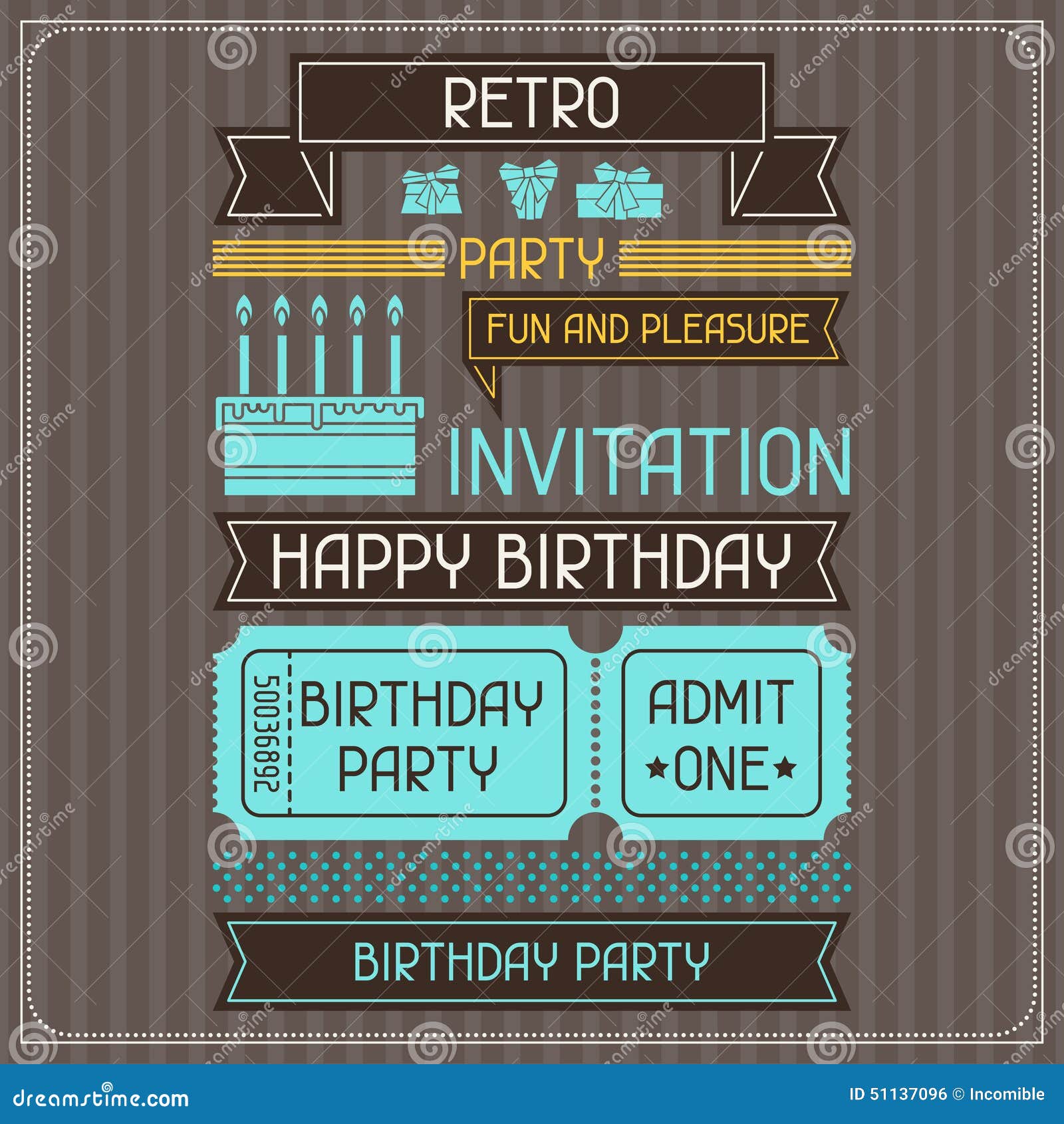 Invitation Card For Birthday In Retro Style Stock Vector Illustration Of Cover Holiday Invitation Card For Birthday In Retro Style Stock Vector Illustration Of Cover Holiday