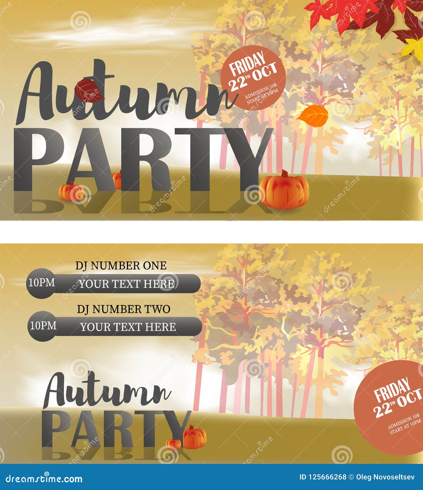 Autumn Invitation Card Templates Design for a Party Stock Vector Autumn Invitation Card Templates Design for a Party Stock Vector