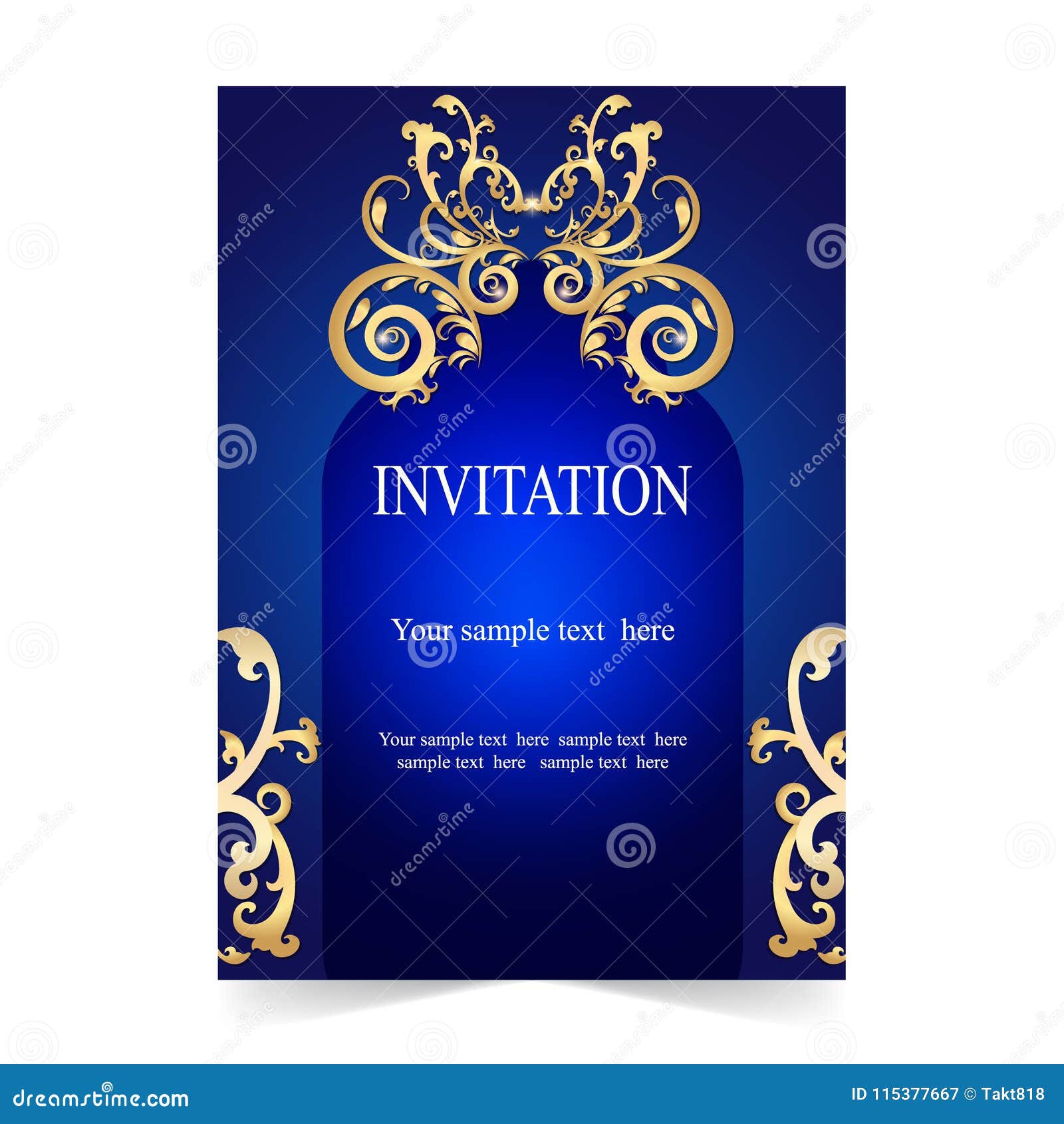 Invitation Card, Wedding Card Blue Background Stock Vector - Illustration  of curl, background: 115377667