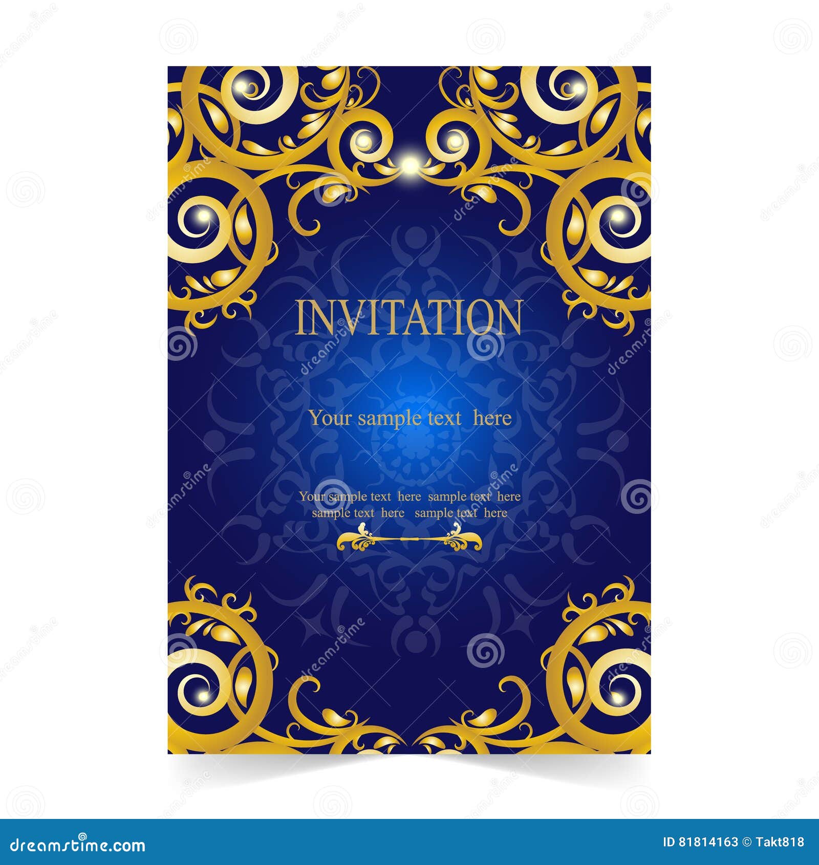 Invitation Card, Wedding Card with Blue Background Stock Vector ...