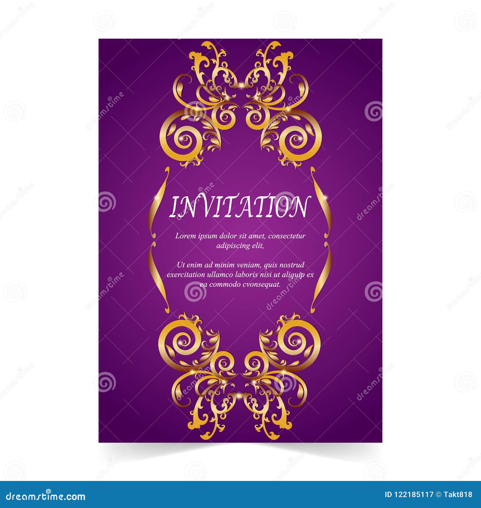 Invitation Card, Wedding Card with Ornamental on Purple Background Stock  Vector - Illustration of texture, presentation: 122185117
