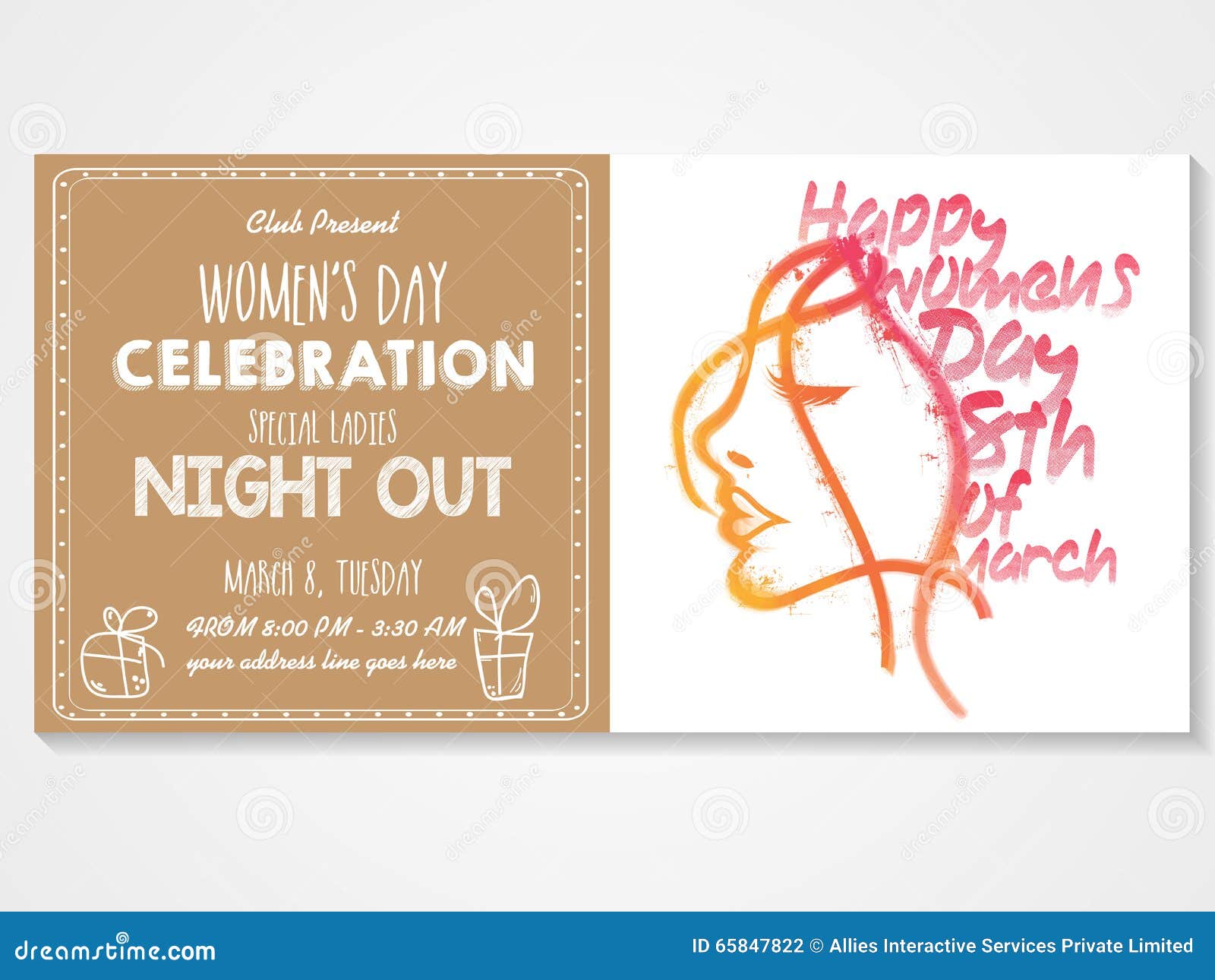 Invitation Card For Women's Day Celebration. Stock ...