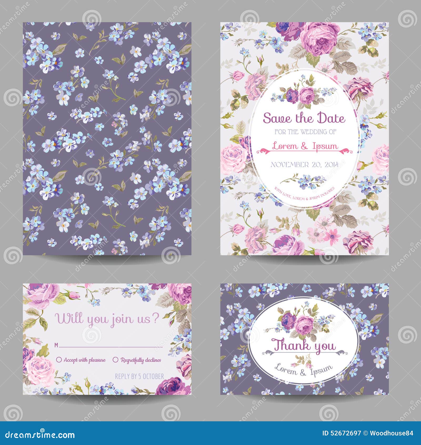 invitation or congratulation card set