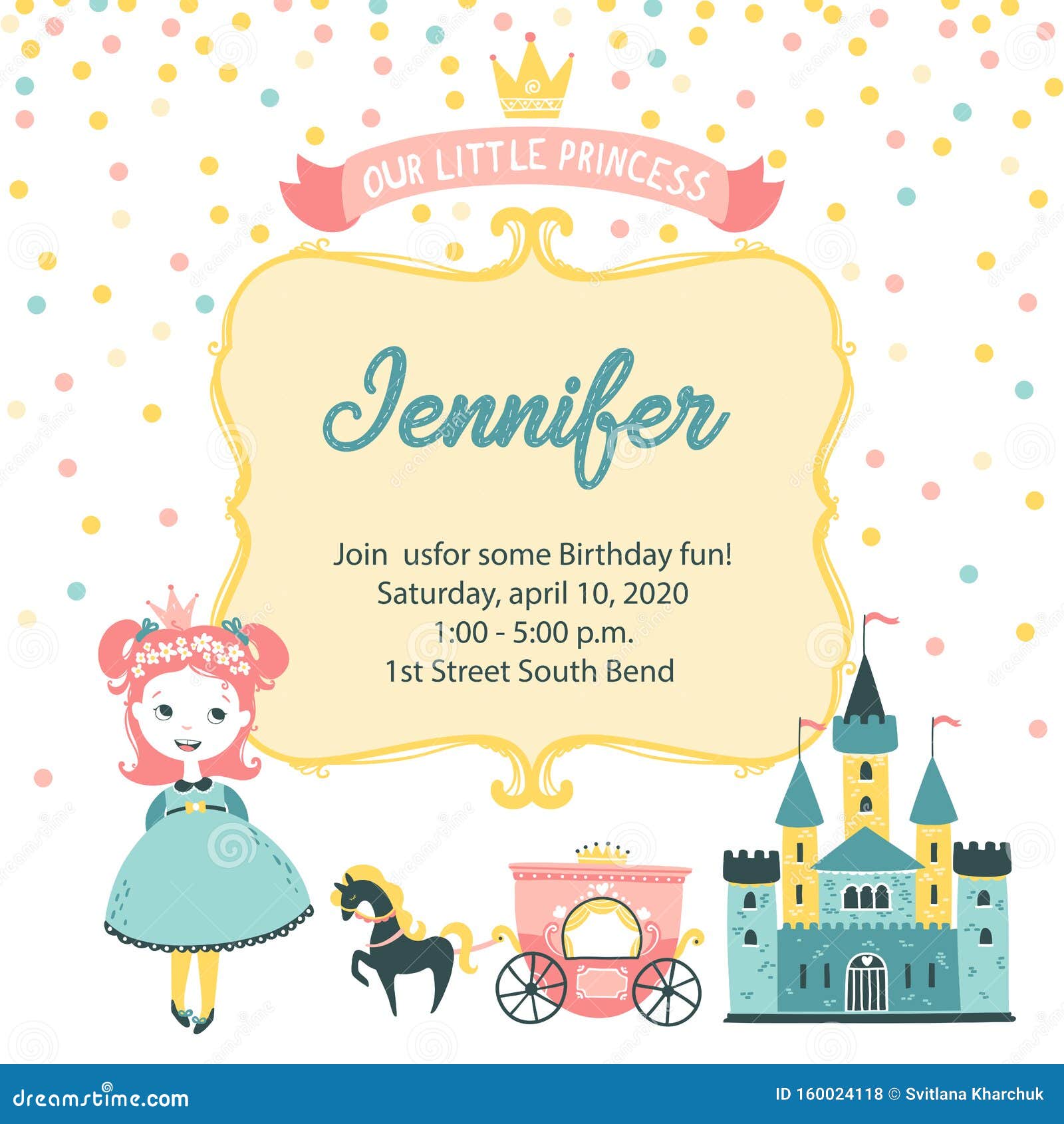 Invitation De Partie De Princesse Banderole De Cartes De Voeux Jusqu A L Anniversaire D Une Fille Avec Un Cha Teau Une Couronne Illustration De Vecteur Illustration Du Illustration Cheri