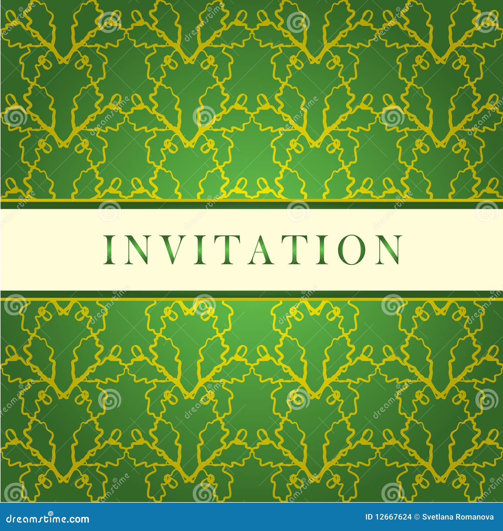 Invitation green card stock vector. Illustration of flyer 12667624