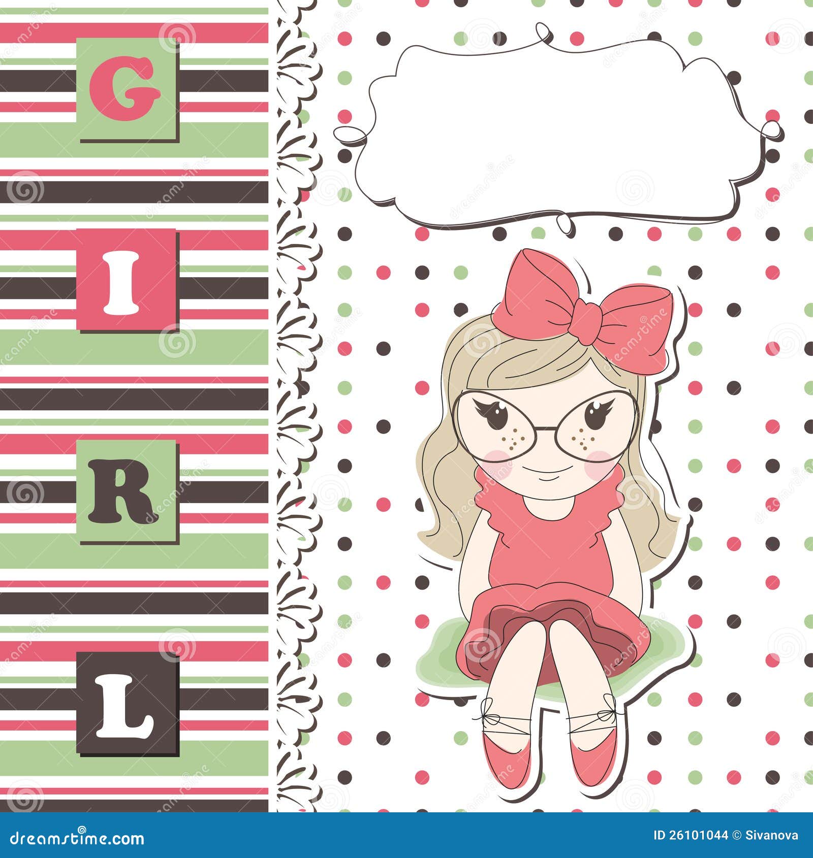 Invitation or Greeting Scrapbook Card for Girl Stock Vector Illustration of girl, lovely 26101044