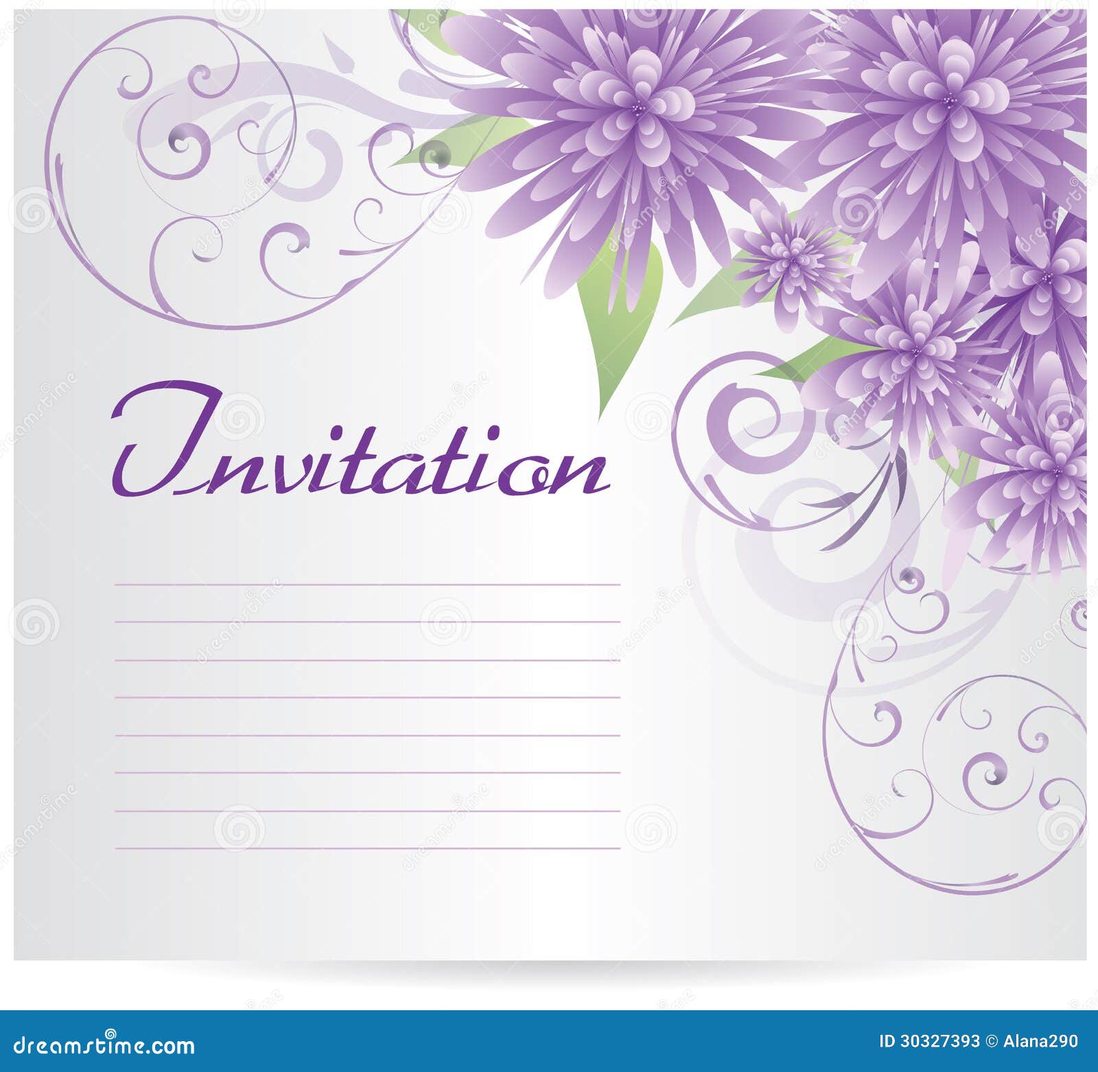 Invitation Template Blank with Purple Abstract Flowers Stock Within Blank Templates For Invitations