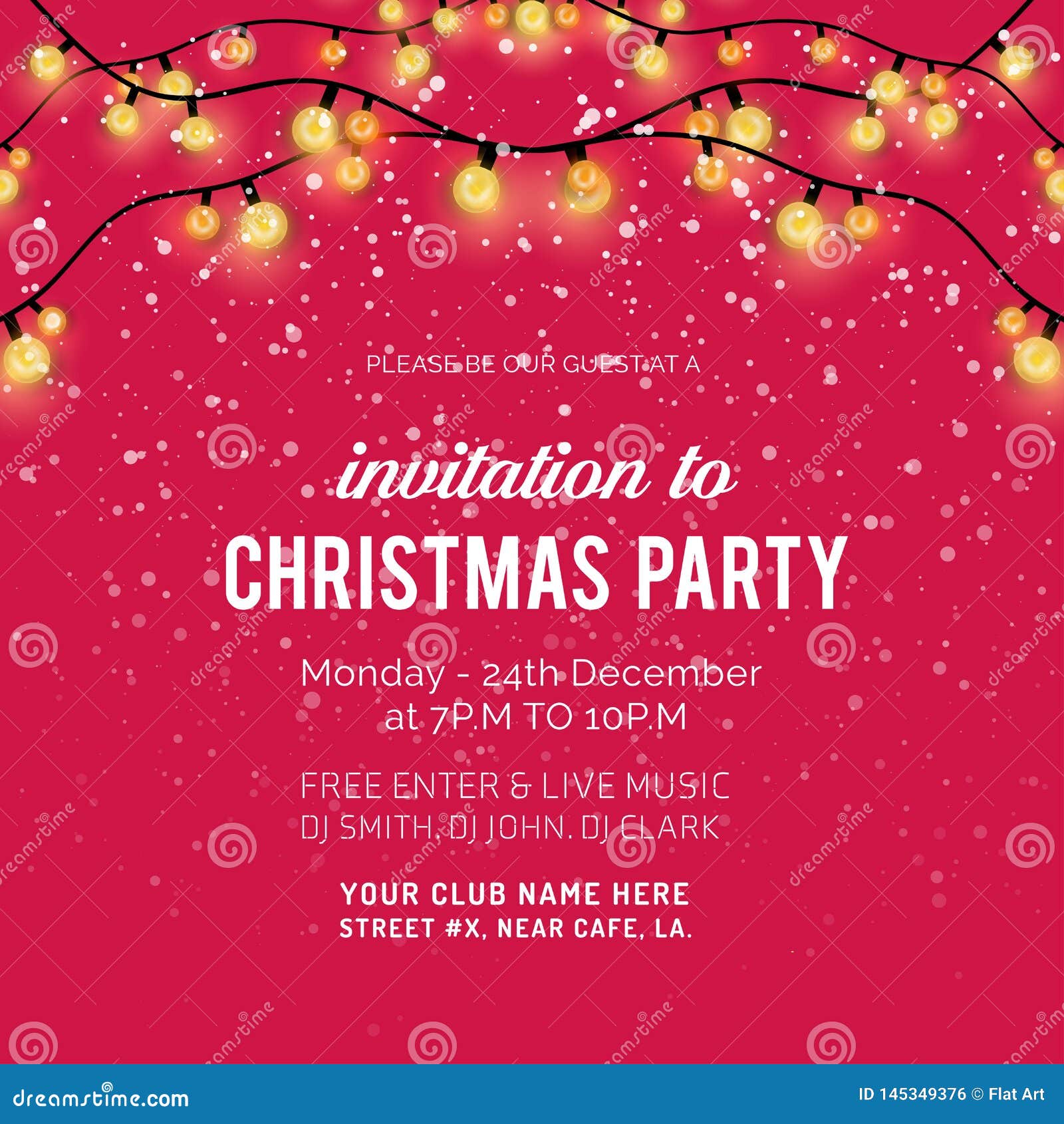 Invitation To Christmas Party Glitter Background Stock Vector