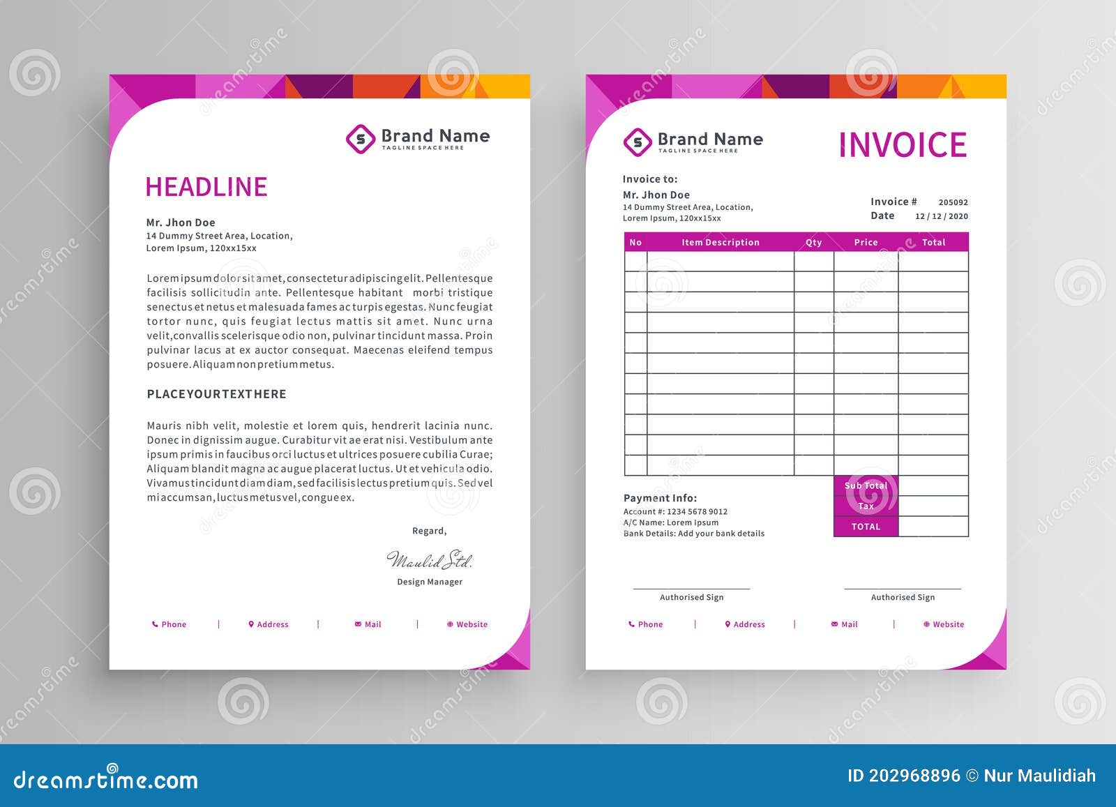 Invoice and Letterhead Template Stock Illustration - Illustration of