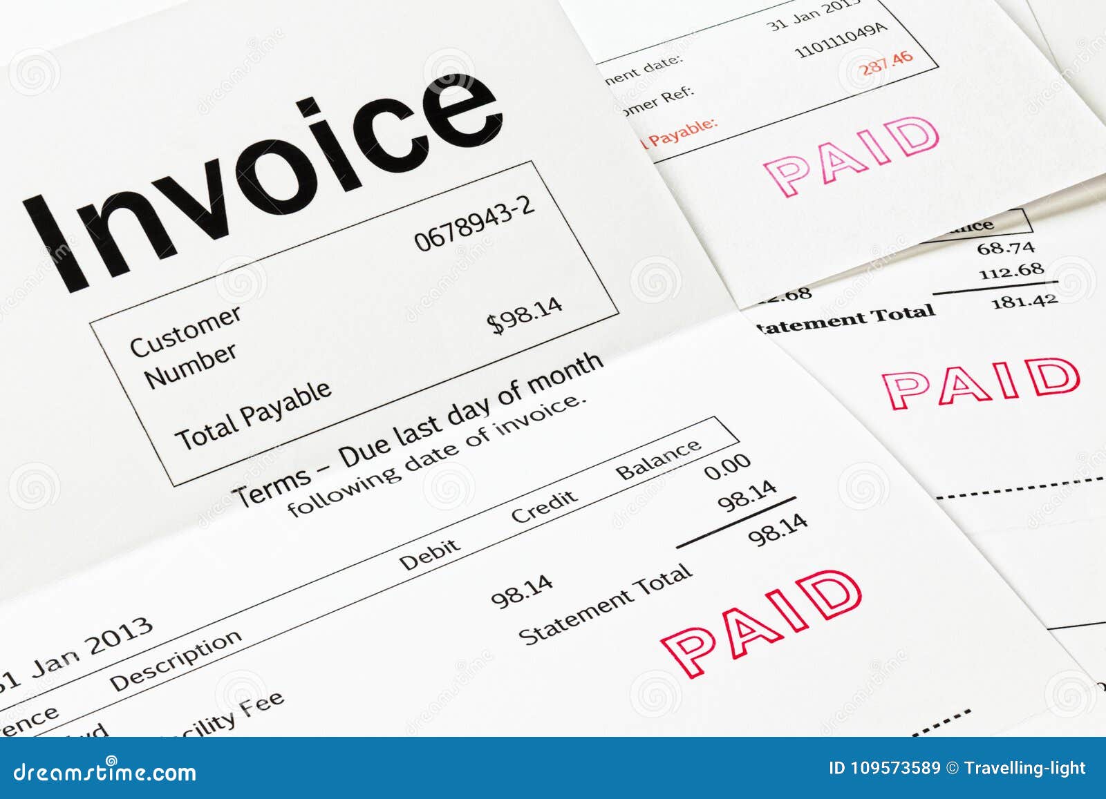 invoice with paid stamp