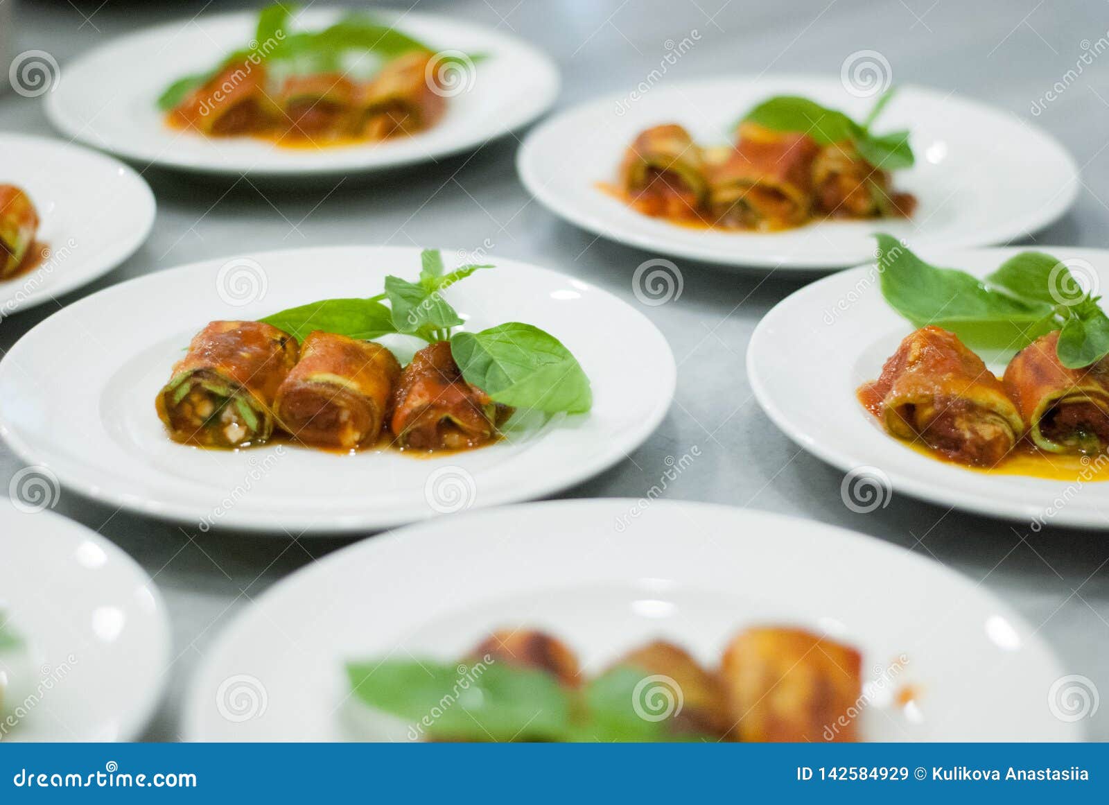 Involtini from Zucchini. Pesto Sauce and Dried Tomatoes Stock Image ...