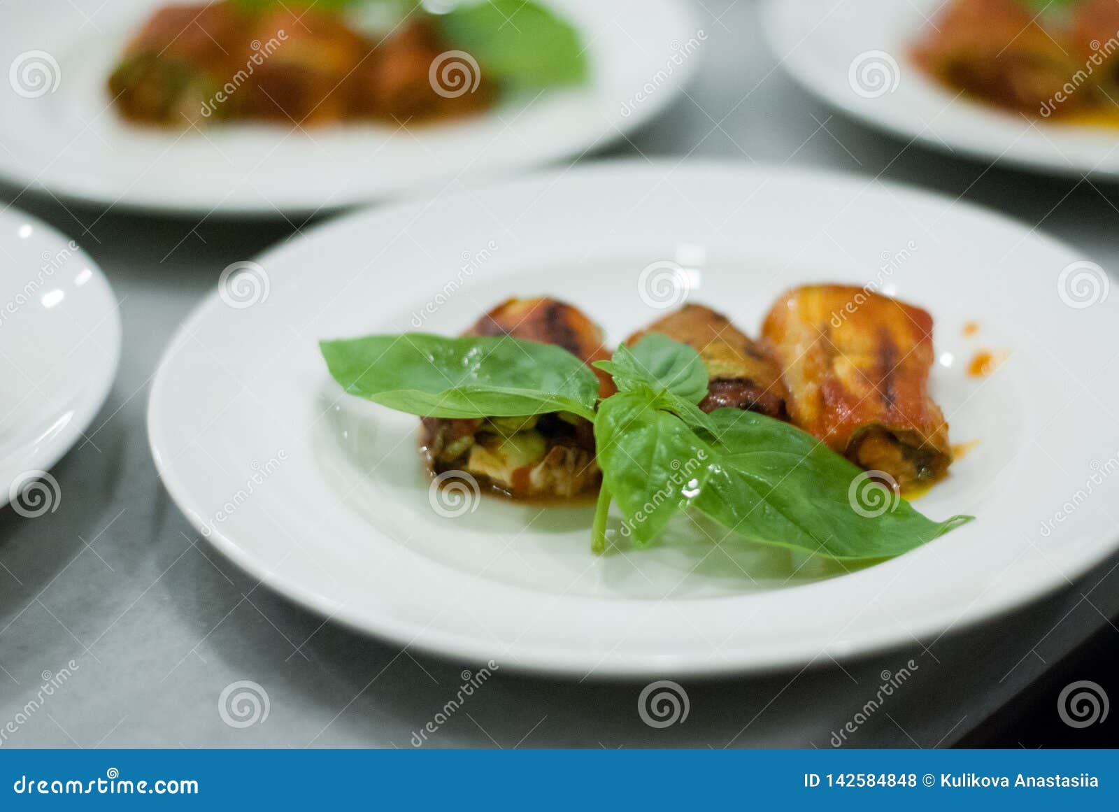 Involtini from Zucchini. Pesto Sauce and Dried Tomatoes Stock Photo ...