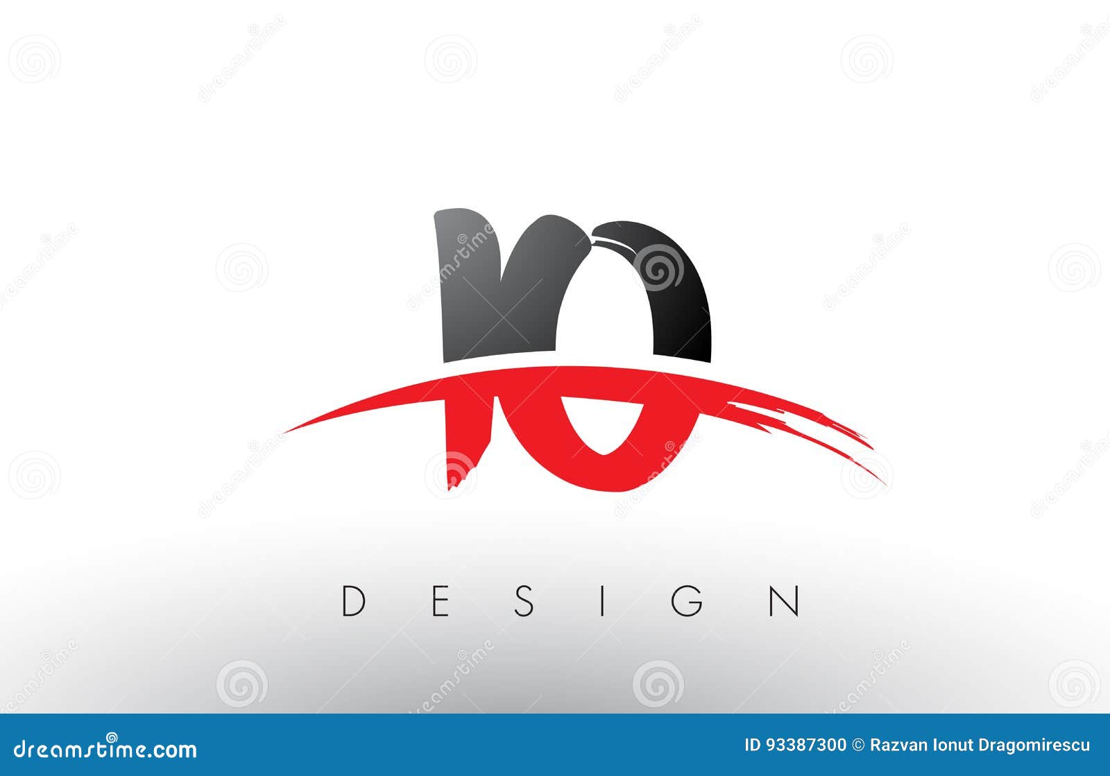 IO I O Brush Logo Letters with Red and Black Swoosh Brush Front Stock ...