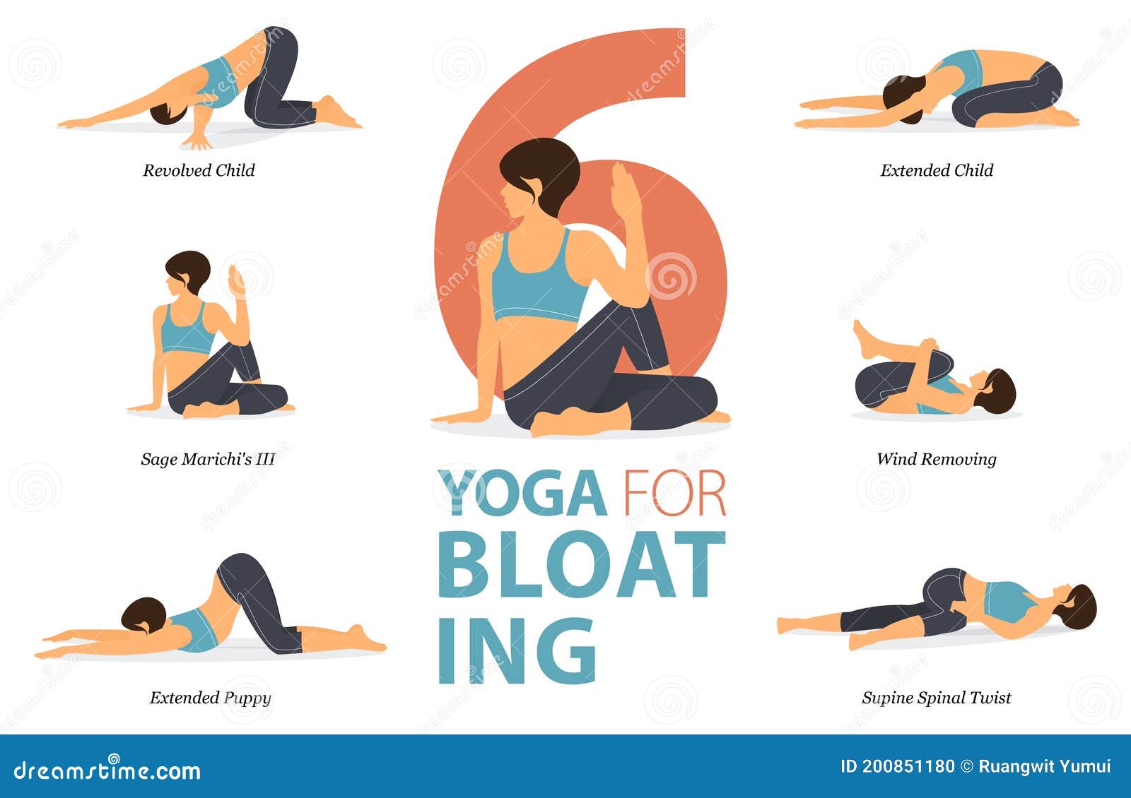 6 Ioga Poses Ou Postura Asana Para Treino Em Yoga Para Blogues. Mulheres  Que Exercem a Sua Atividade. Infografia. Ilustração do Vetor - Ilustração  de corpo, postura: 200851180