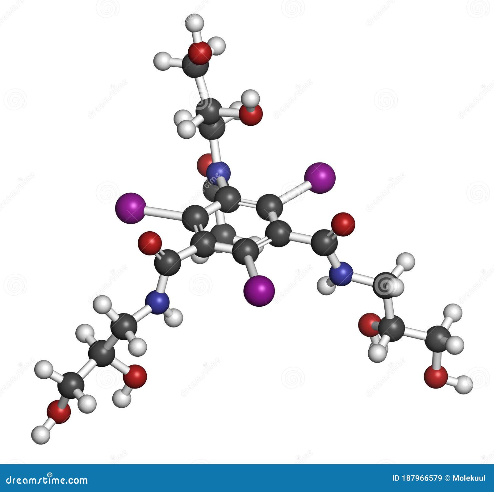 iohexol contrast agent molecule. used in coronary angiography procedures.