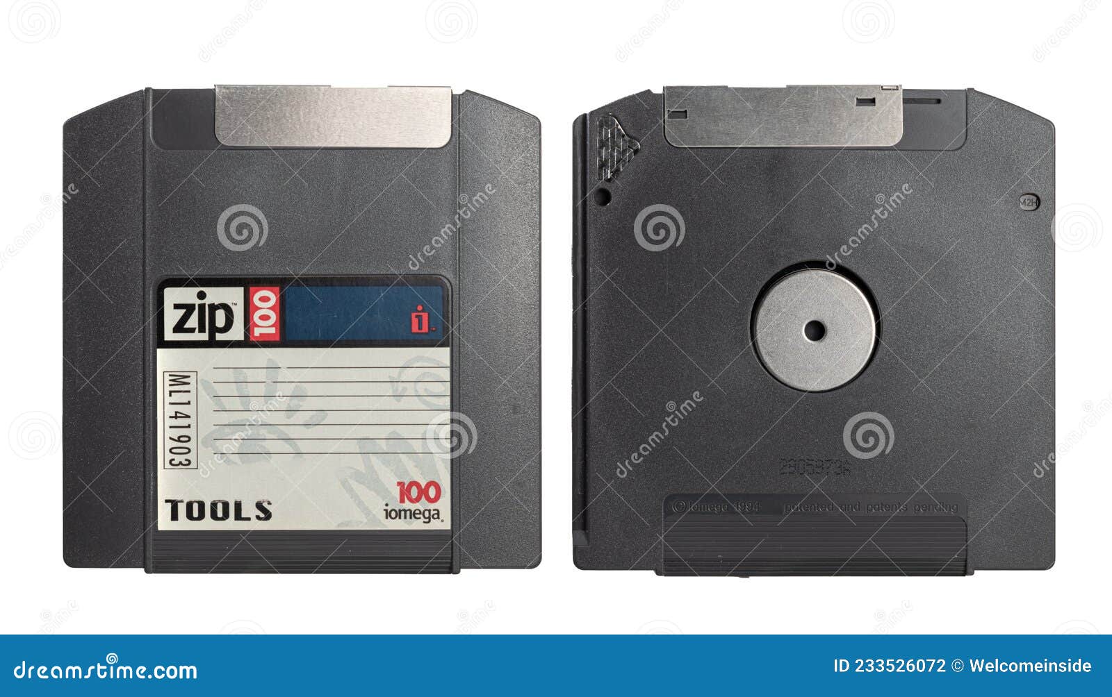 Iomega Zip Drive Disc Front and Back View. Isolated Editorial Photography Image of editorial