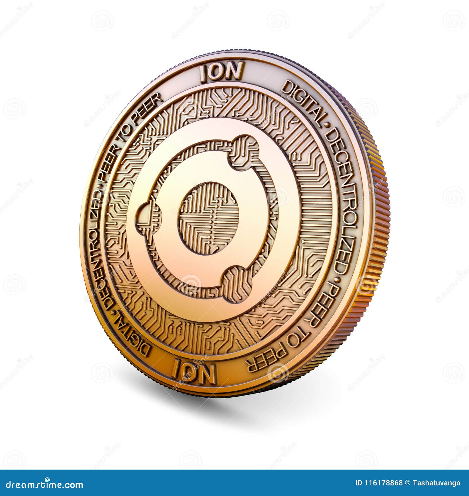 ion - cryptocurrency coin. 3d rendering