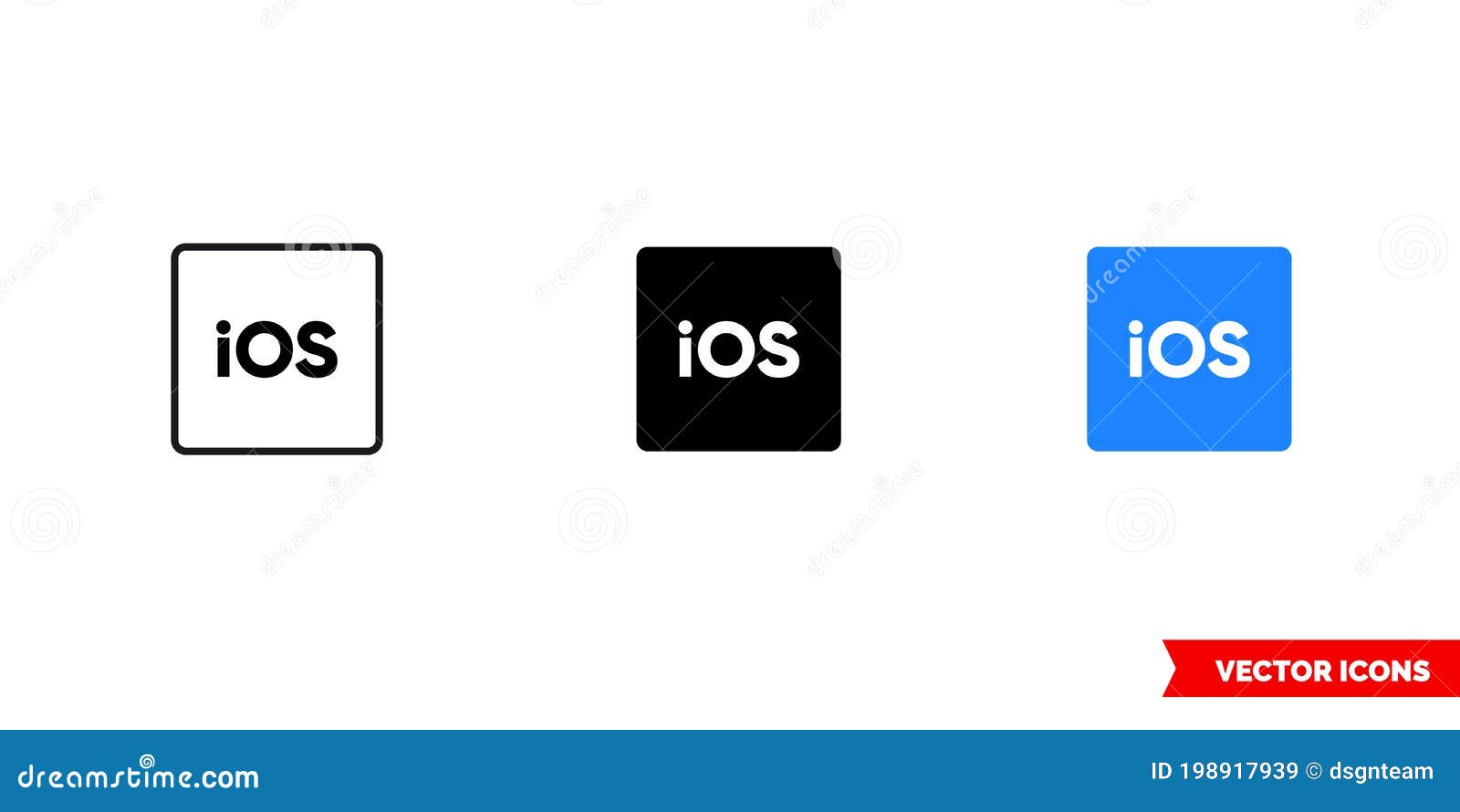 Ios Icon Of 3 Types Color Black And White Outline Isolated Vector Sign Symbol Stock Illustration Illustration Of Black Industrial 198917939