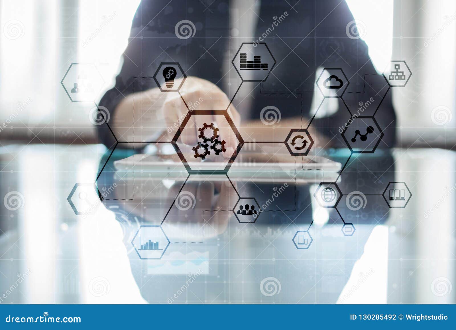 iot and automation concept as an innovation, improving productivity, reliability in technology and business processes.