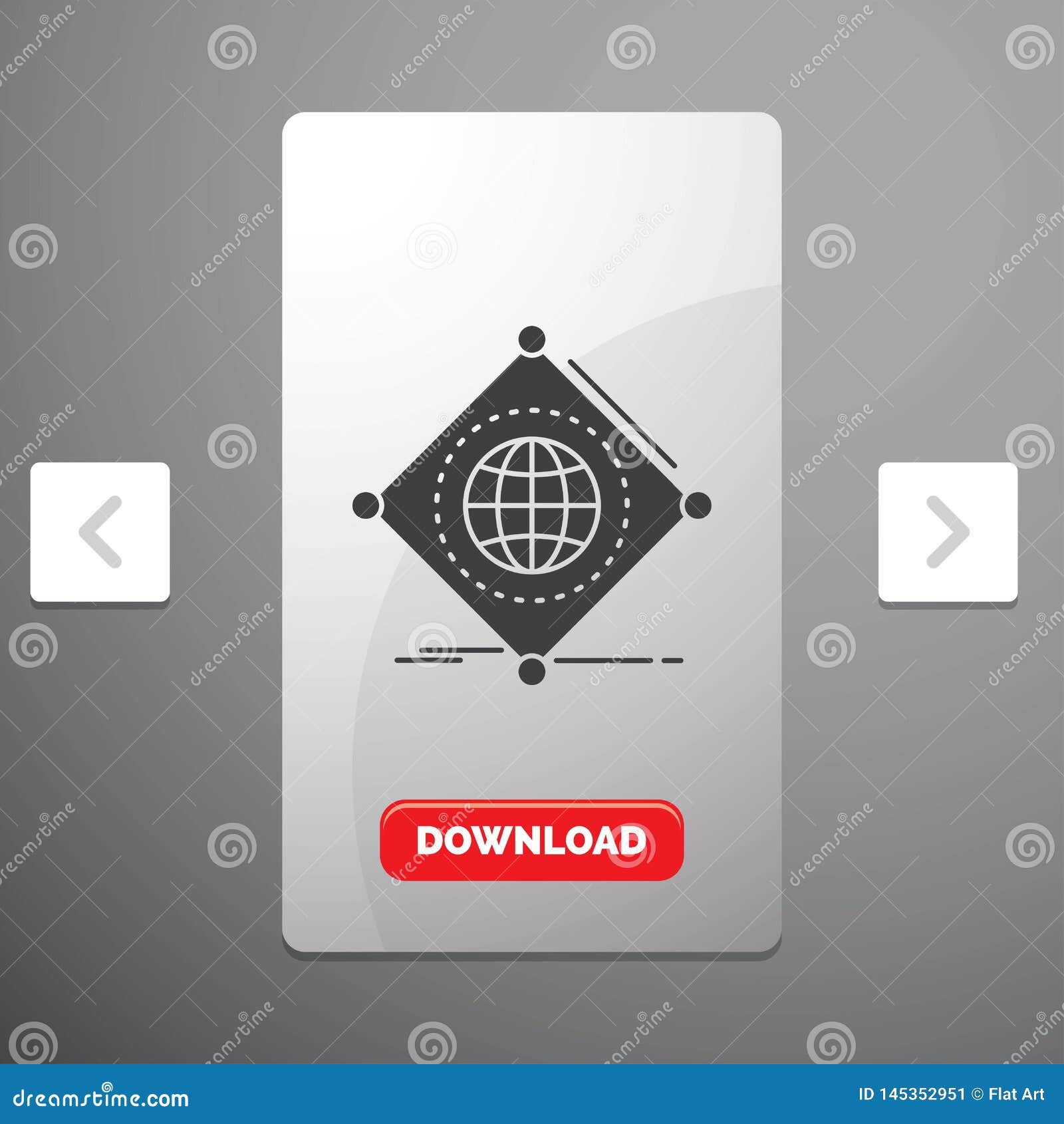 iot, internet, things, of, global glyph icon in carousal pagination slider  & red download button
