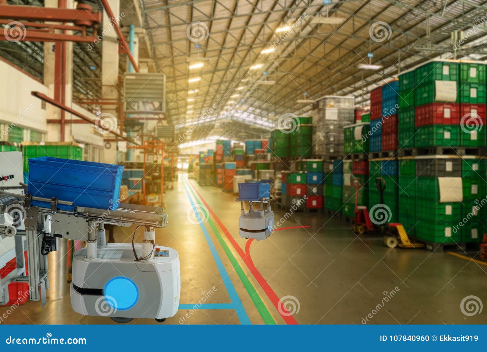 iot smart industry 4.0 concept. automation industrial robotic sorting are able to identify the destination of a product through a