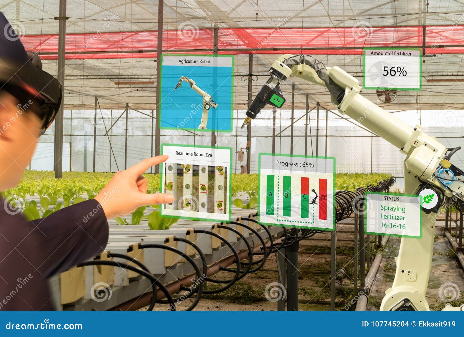Iot Smart Industry Robot 4.0 Agriculture Concept,agronomist