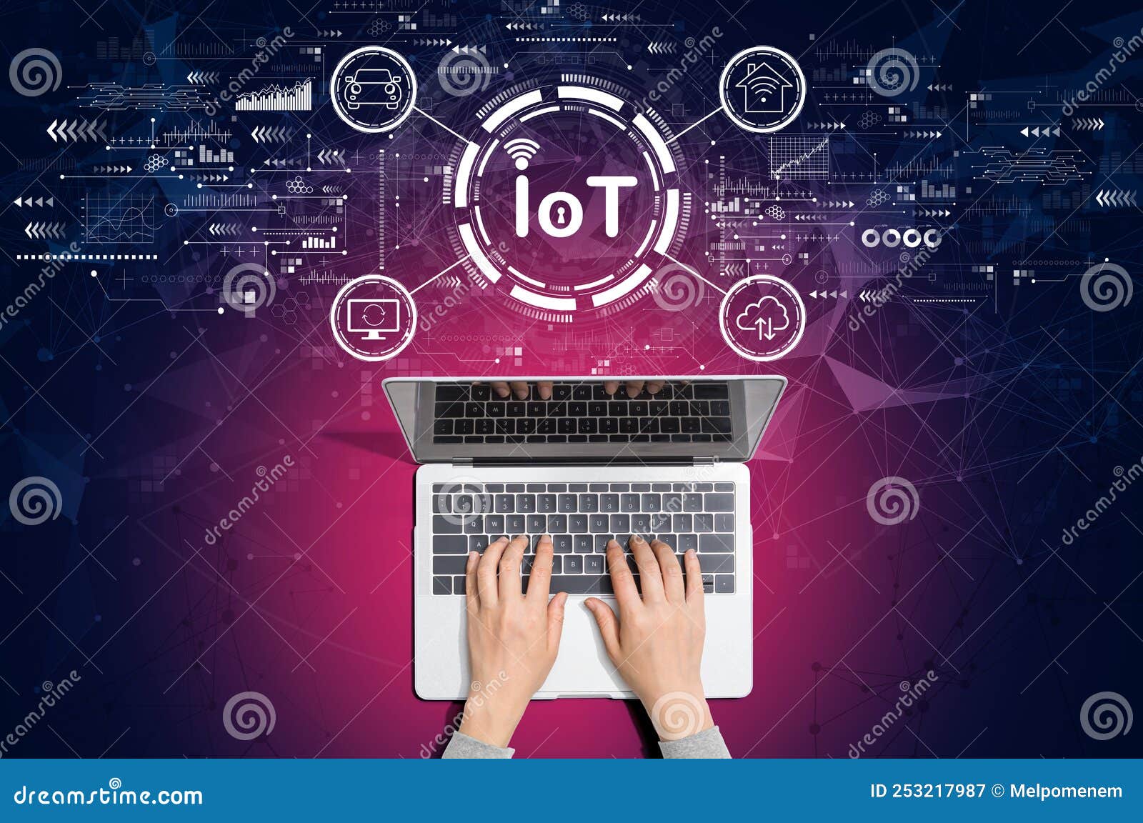 iot theme with person using laptop