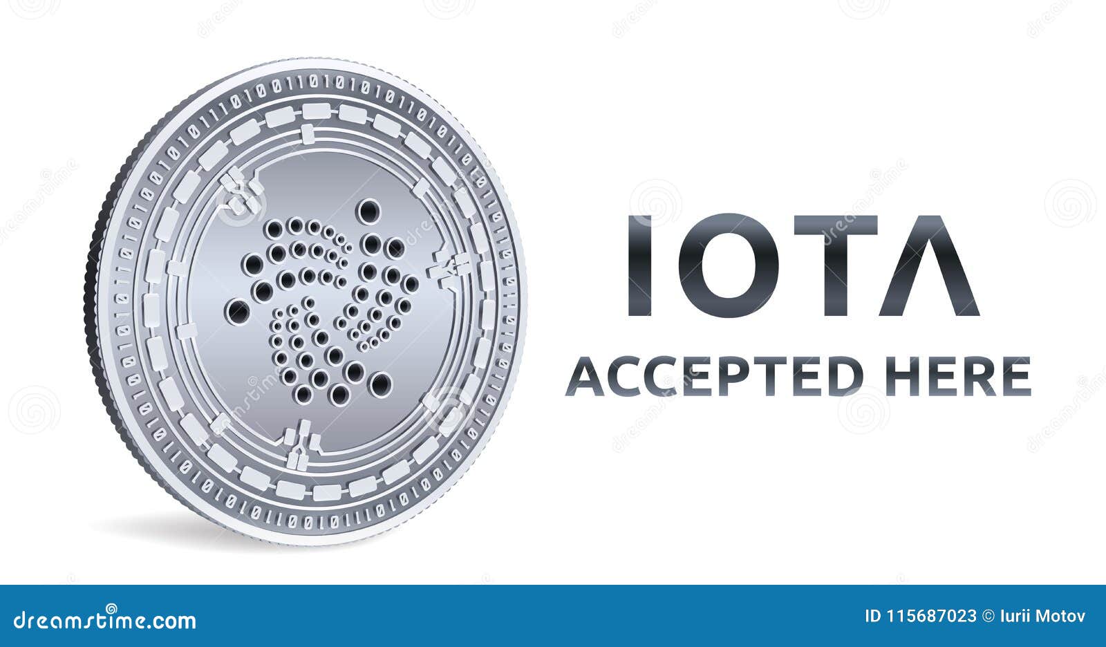 Iota. Accepted Sign Emblem. Crypto Currency. Silver Coin ...