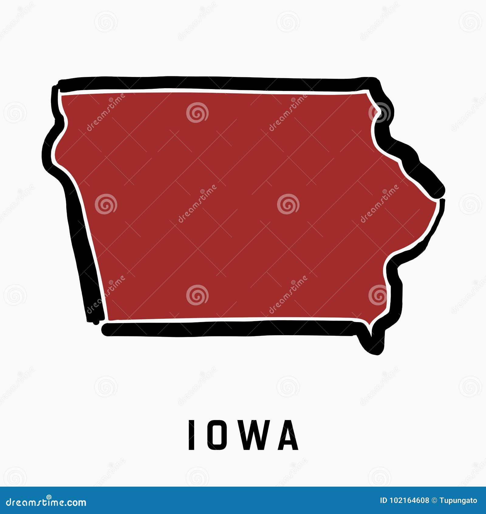 Iowa map outline stock vector. Illustration of america 102164608