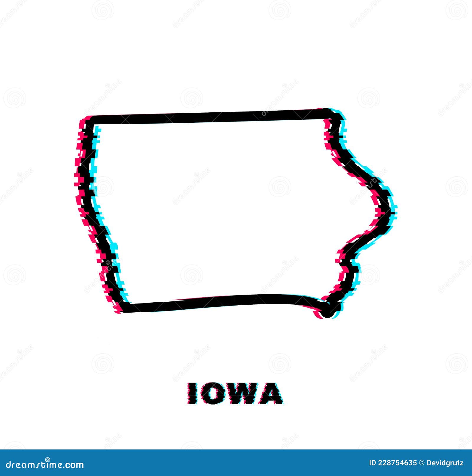 Iowa State Map Outline Glitch Icon. Vector Illustration. Stock Vector Illustration of stroke
