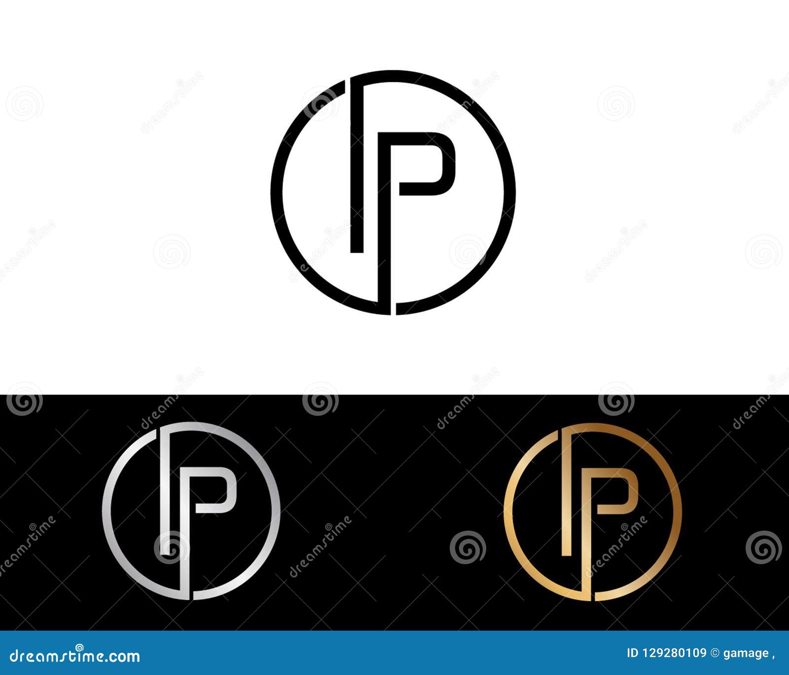 Ip Circle Shape Letter Logo Design Stock Vector - Illustration Of 