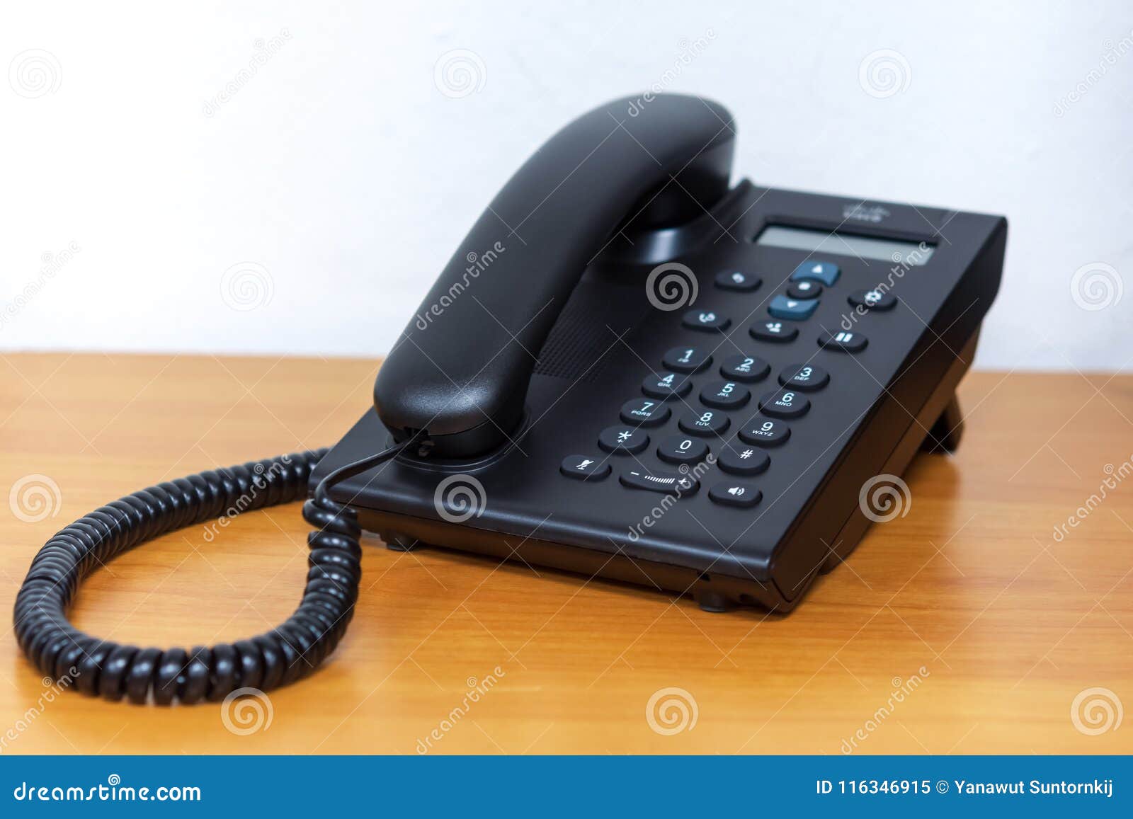 IP Telephone Device on Wooden Table Stock Image Image of number