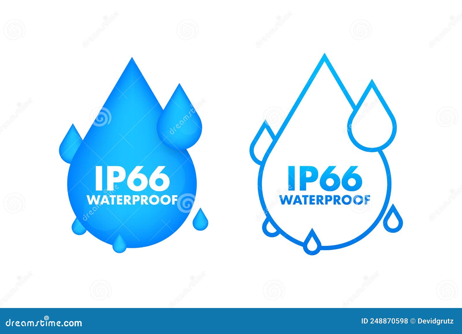 IP66 Waterproof, Water Resistance Level Information Sign Stock Vector