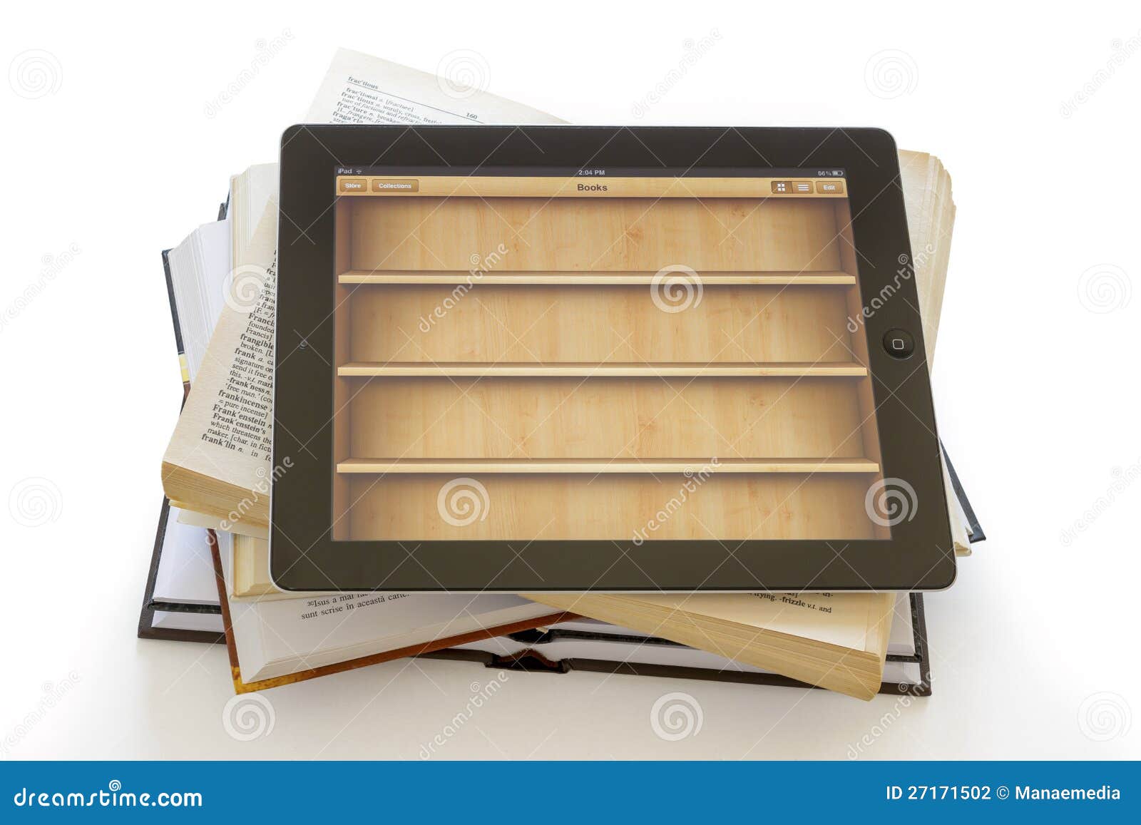 Ipad 3 with Books Application on Opened Books Editorial Photography