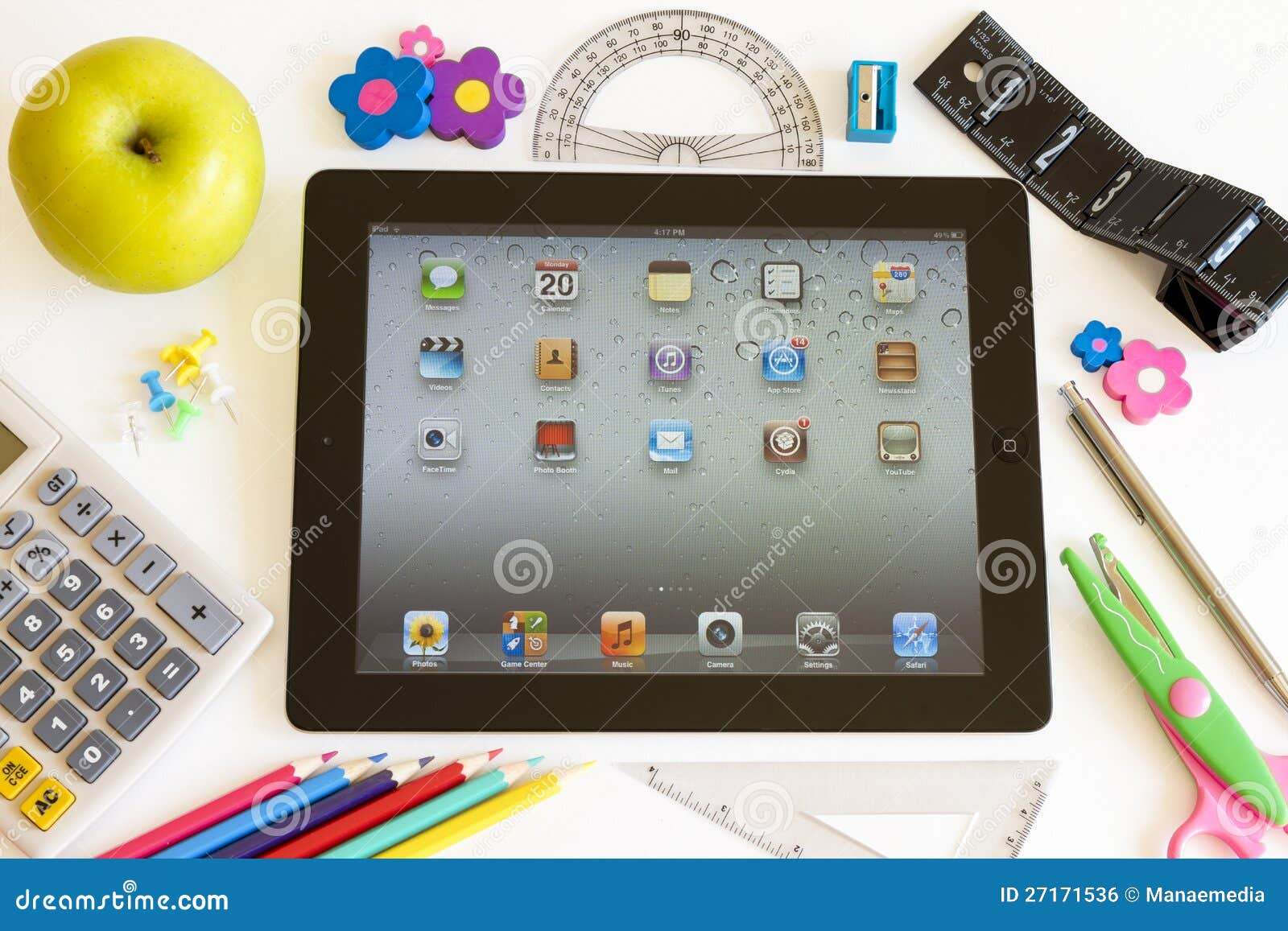 Ipad 3 with School Accesories Editorial Photo Image of ruler