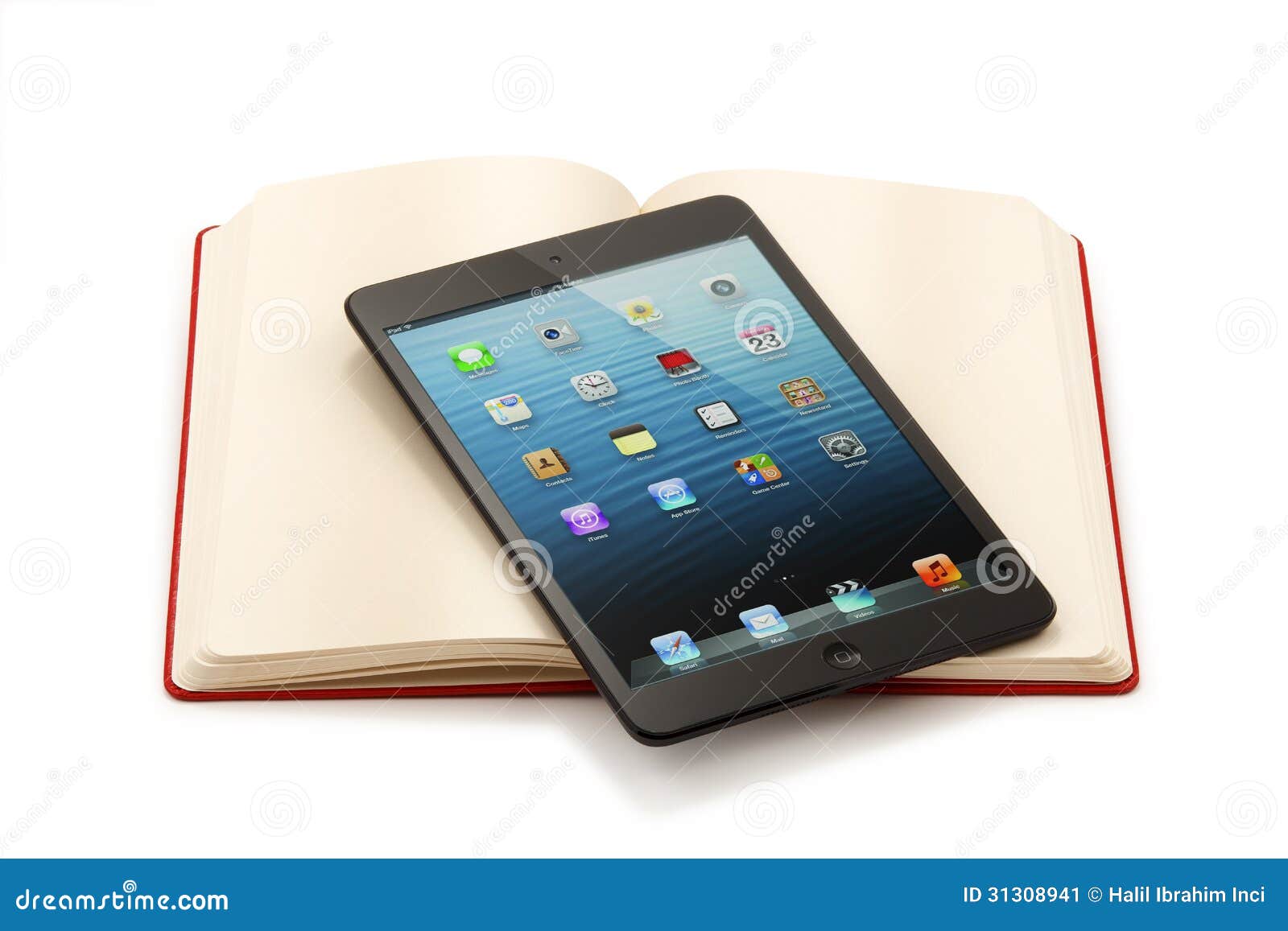 Ipad Mini on Open Book Clipping Path Editorial Photo Image of