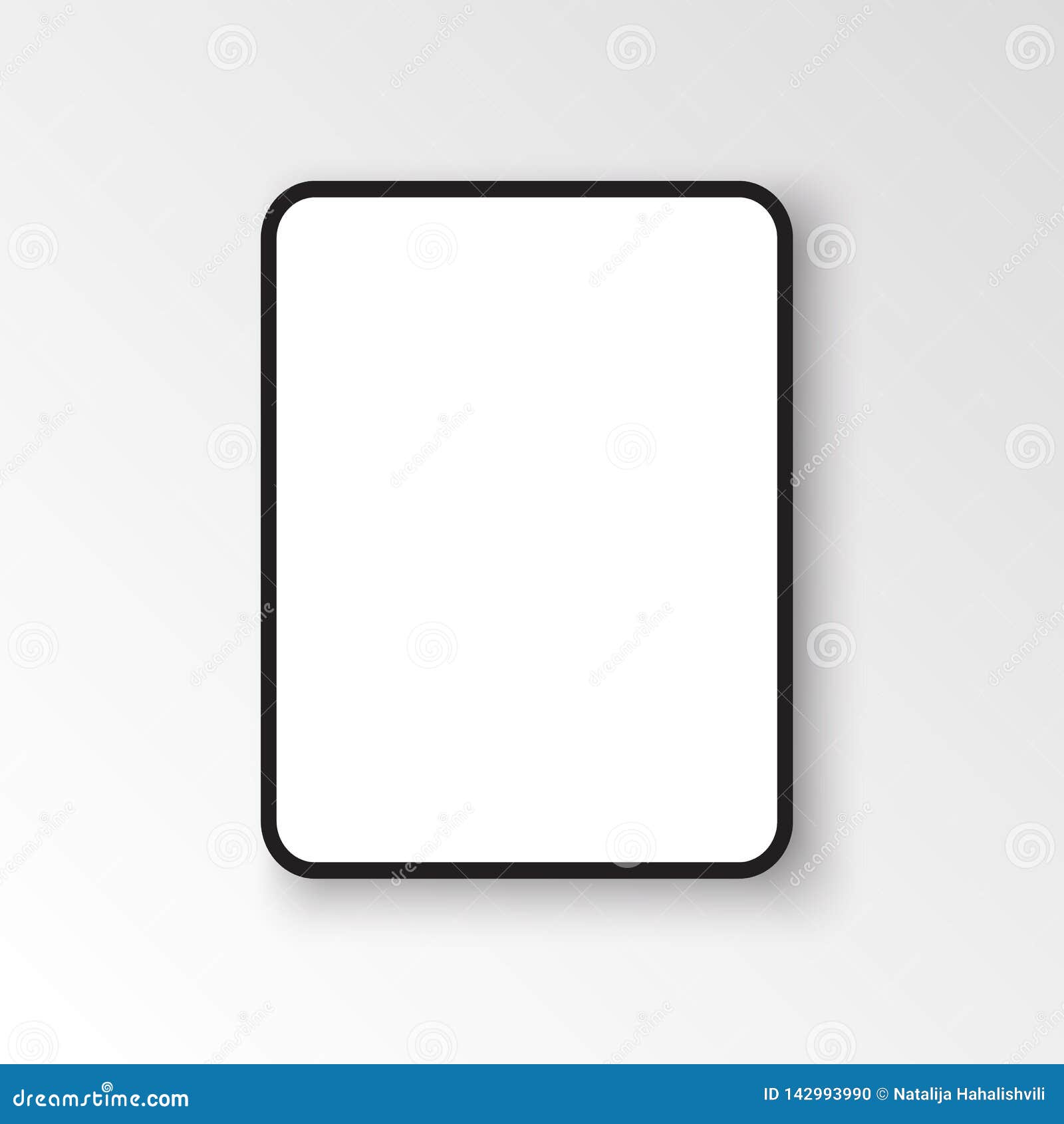 ipad pro with 12.9-inch display, 2018. template black frame with shadow.