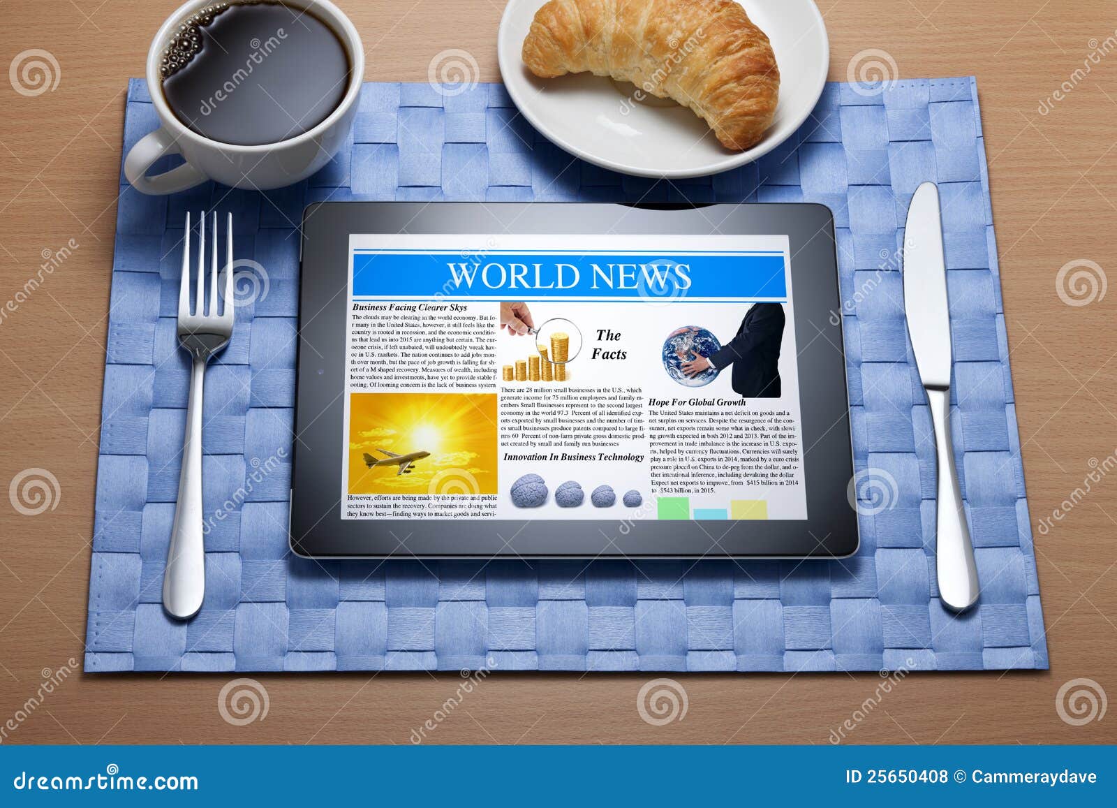 ipad tablet online breakfast newspaper