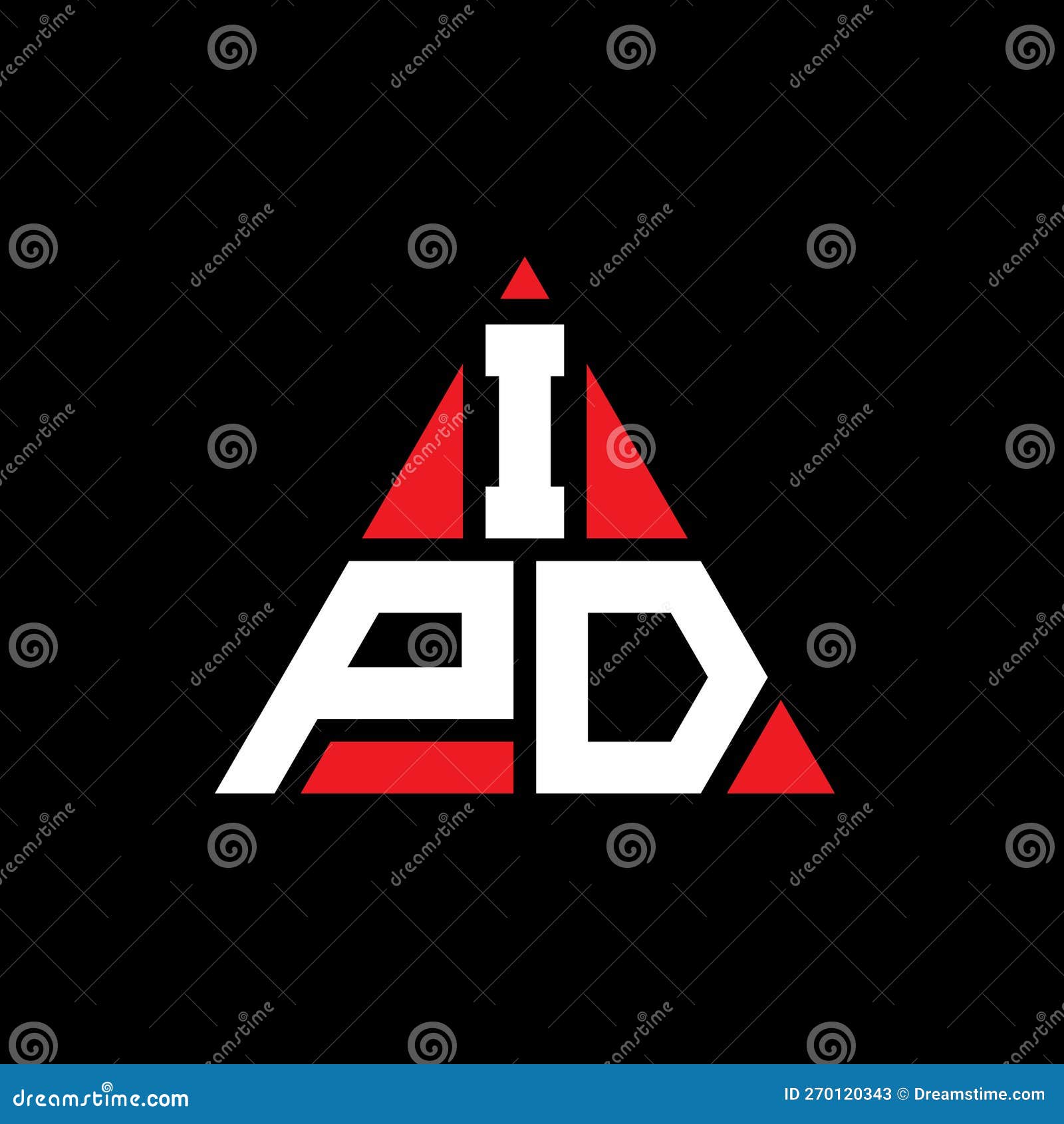 ipd triangle letter logo  with triangle . ipd triangle logo  monogram. ipd triangle  logo template with red