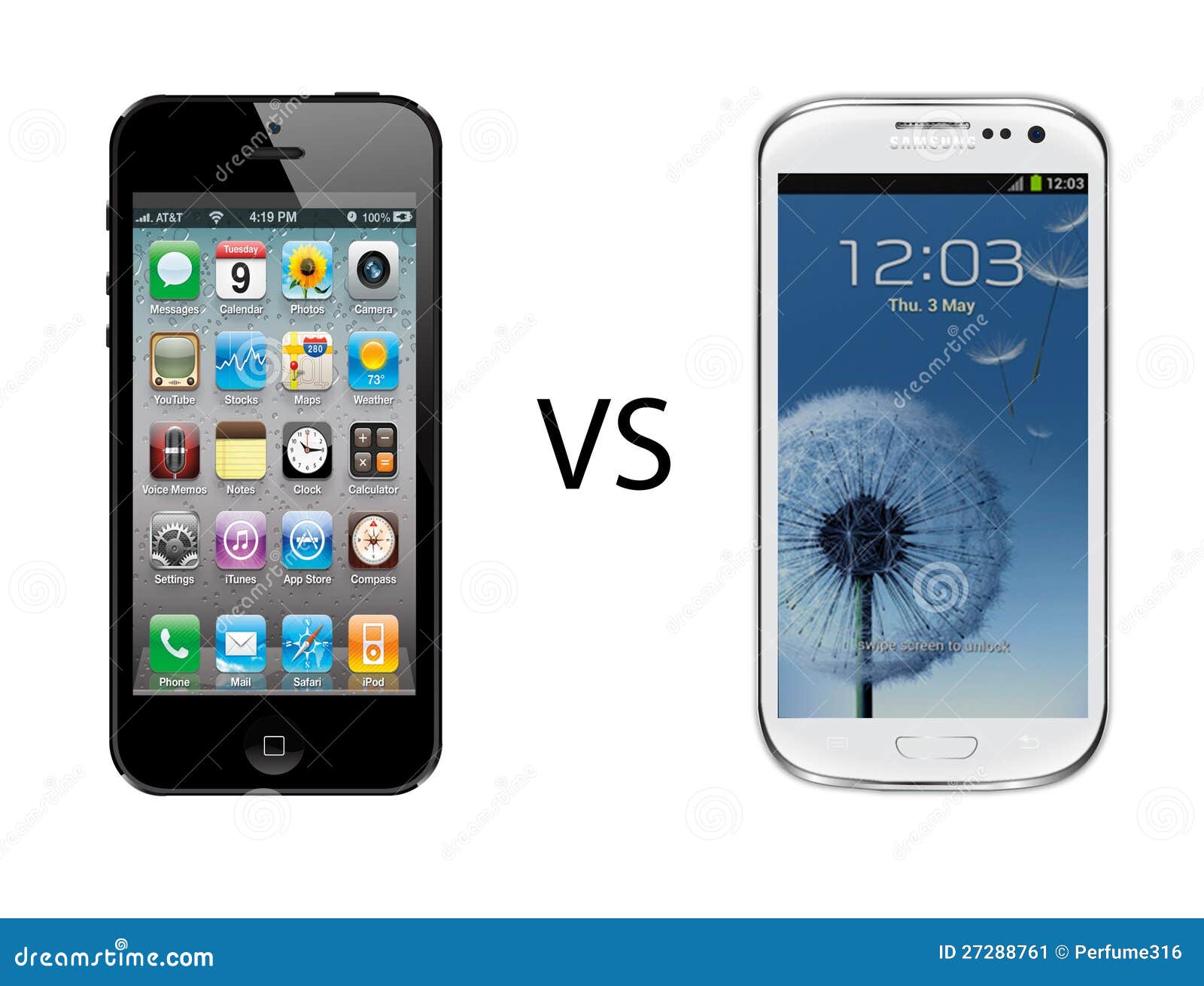 Iphone 5 Vs Samsung Galaxy S3 Foto editorial - Imagen de cuatro,  dispositivo: 27288761, image size:1600x1310