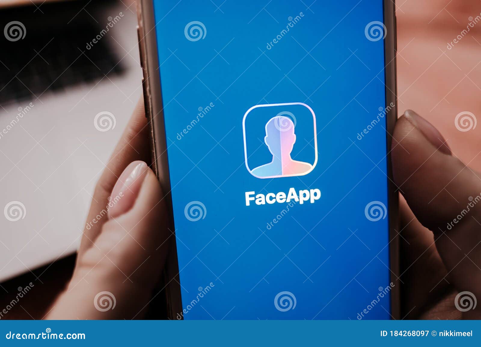 The IPhone with FaceApp on the Screen Editorial Photography Image of