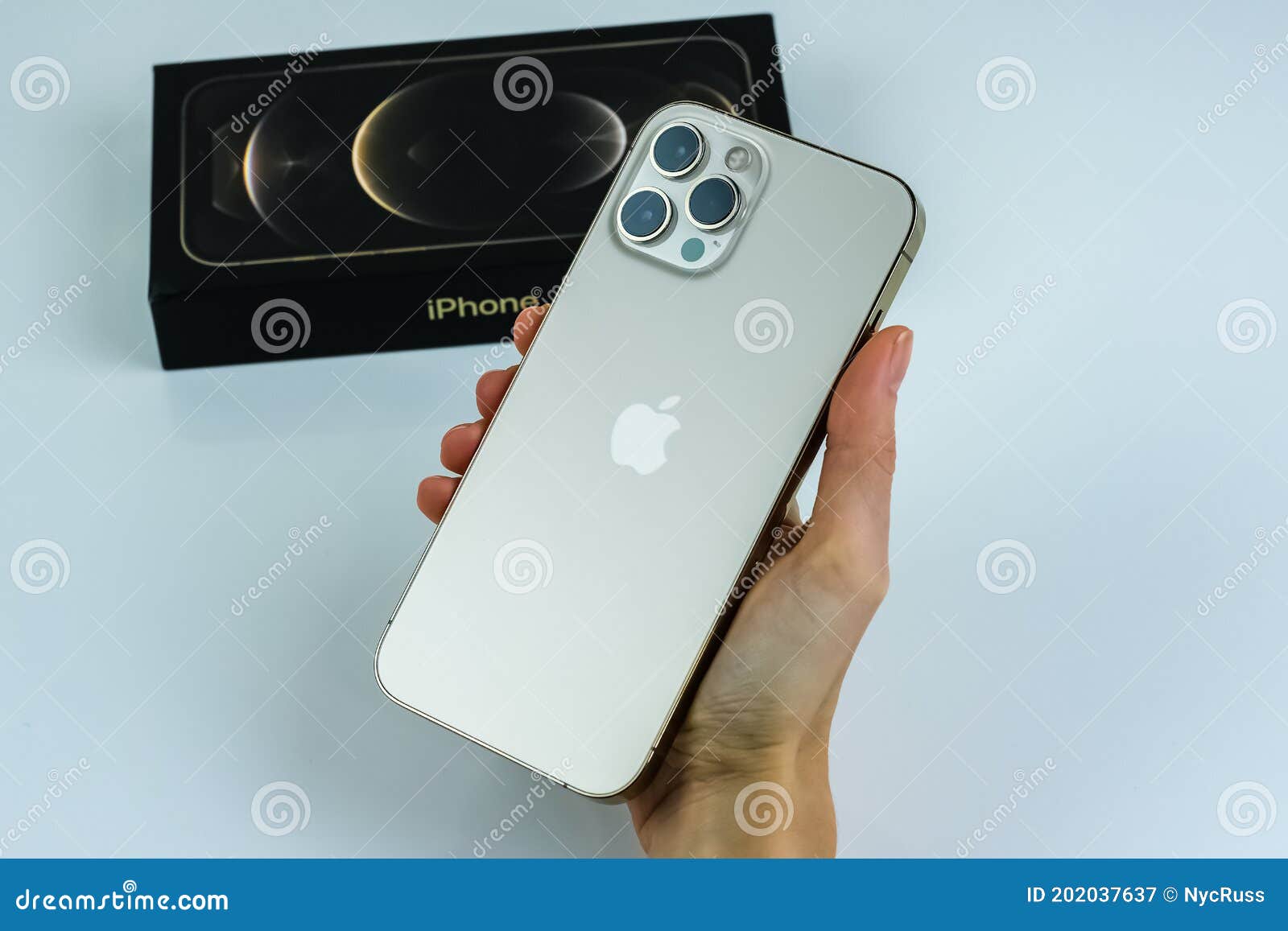 Iphone 12 Pro Max Gold In Customers Hand Editorial Photography Image Of Hands Device