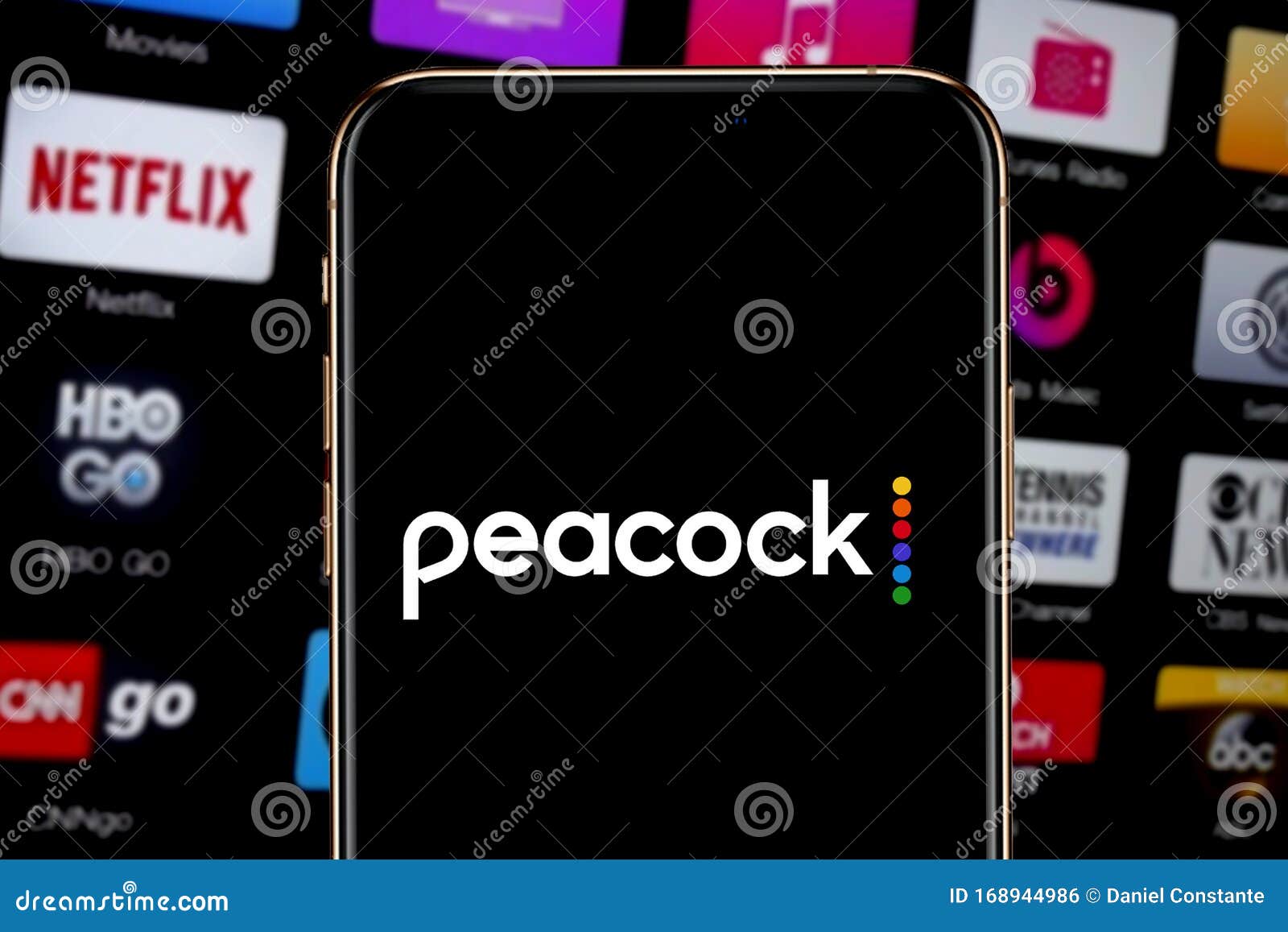 Iphone 11 Pro with the Peacock Logo and Netflix Which is an Upcoming Video on Demand Service