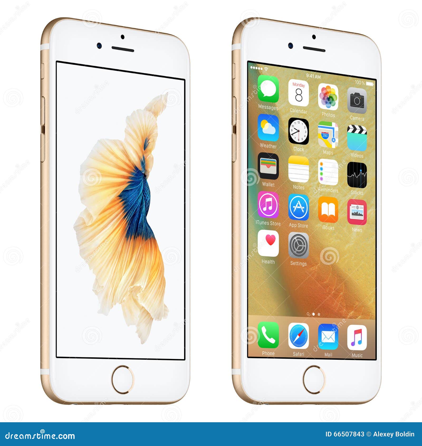 IPhone 6S Яблока золота немножко повернуло вид спереди с IOS 9 Редакционное  Стоковое Фото - иллюстрации насчитывающей ученика, иконы: 66507843