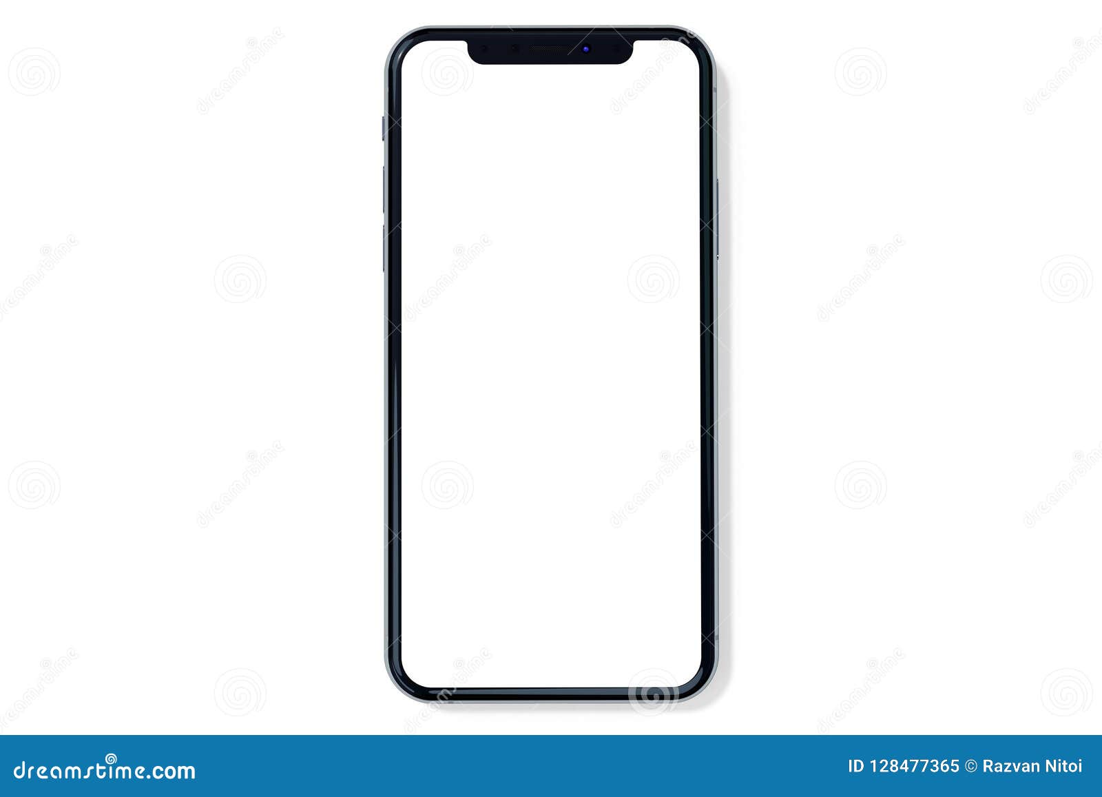 iphone xs silver mock-up front view on white