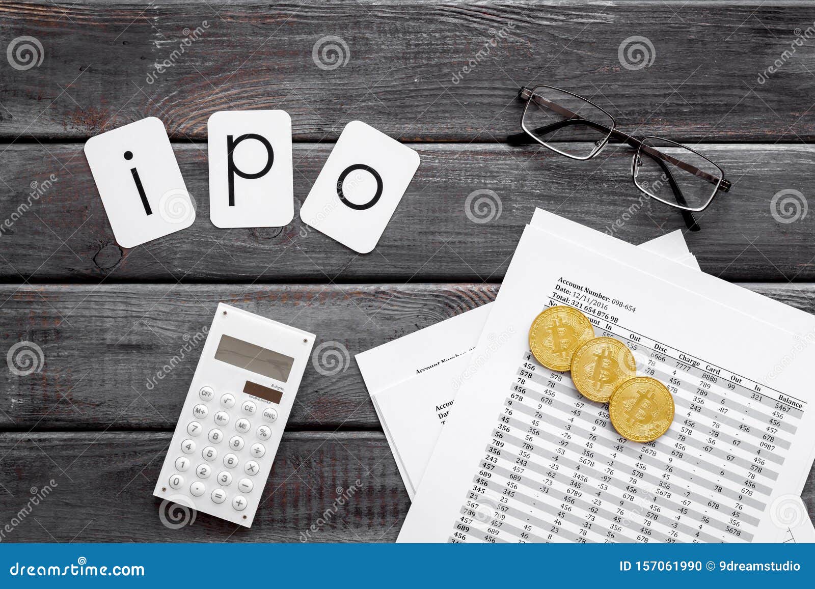 IPO With Coins And Calculation Table On Office Desk Gray ...