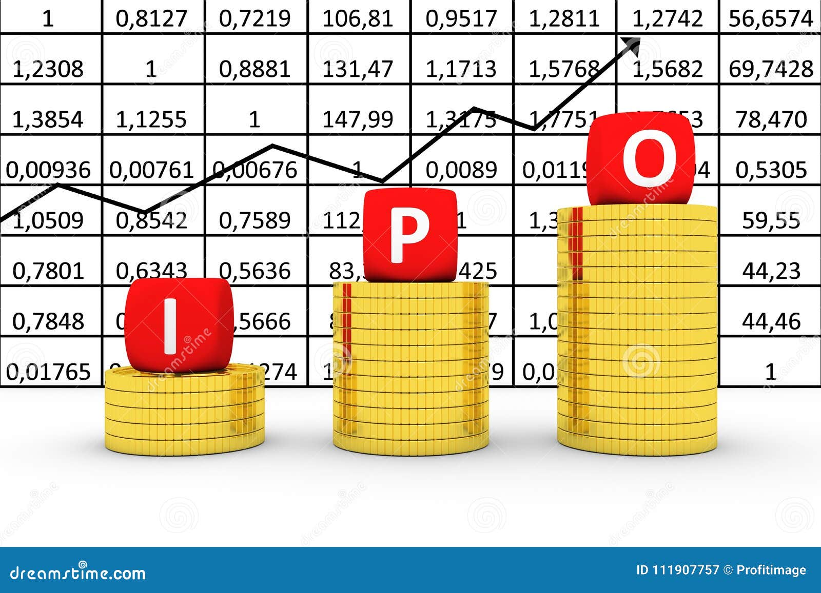 IPO Concept Business Gold Coin On The Background Of ...