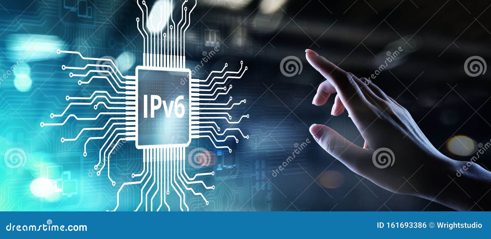 ipv6 network protocol standard internet communication concept on virtual screen.